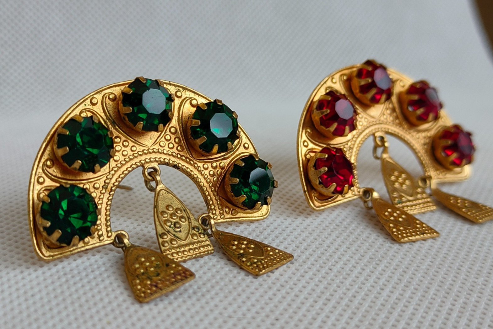 Vintage set of Soviet Czechoslovakian brooches with stones, 2 pcs. USSR.