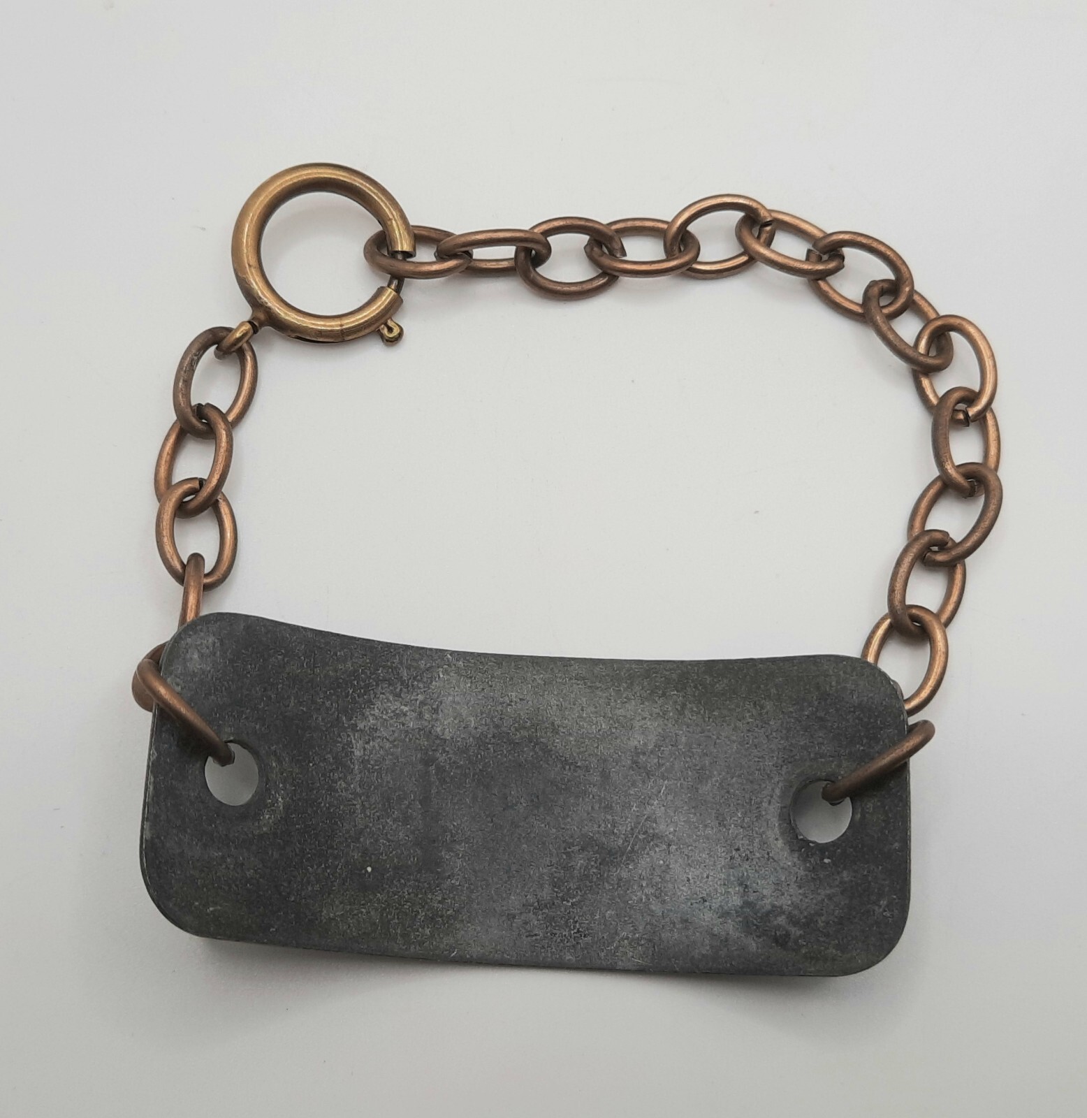 Worley & Co Pico California CA VTG Locker Tag Bracelet # 121 Brass Chain OOAK