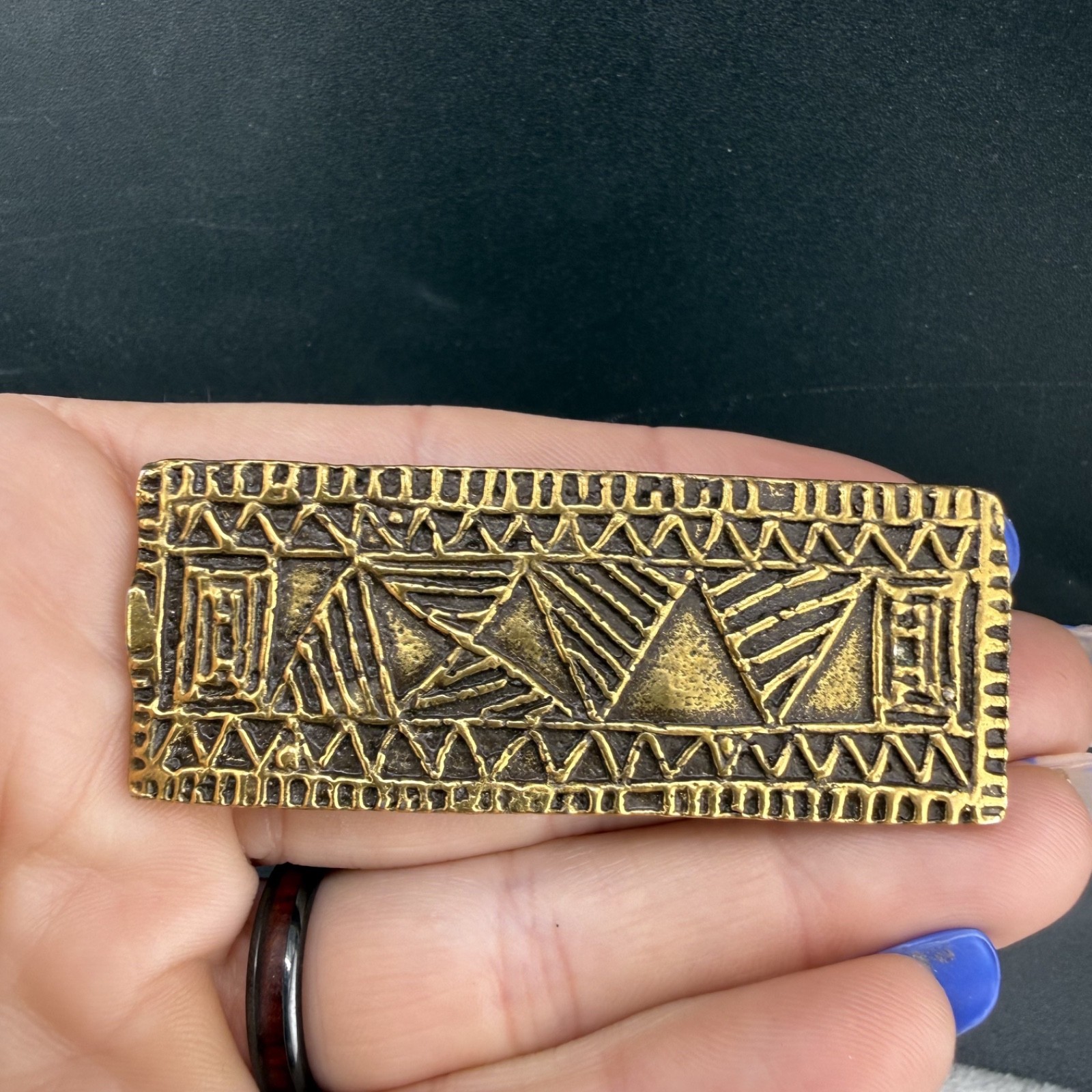 Vintage Alva Brooch Gold Tone Museum Replica Rectangle