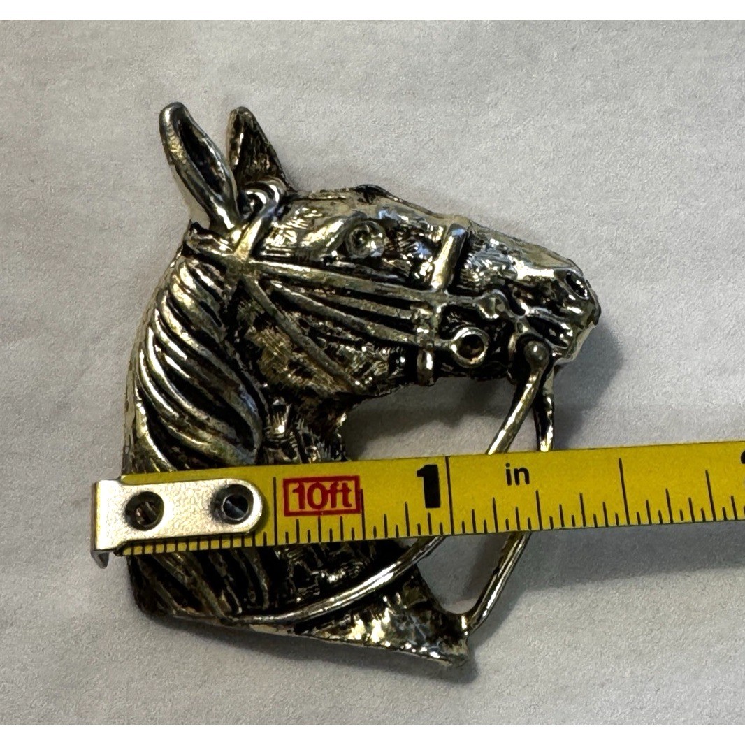 Vintage Equestrian Horse Head Pin Brooch Silver Tone Costume Rodeo Cowgirl