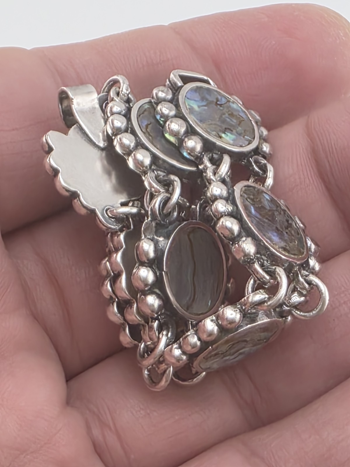 VTG 980 Sterling Silver Taxco SEA Shell Bracelet