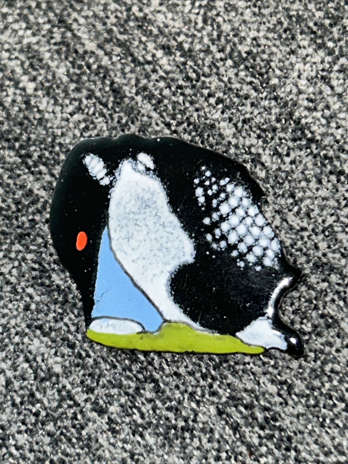 Vtg Artisan MCM Enamel Over Copper Pin Enamelists Natural Design Loons A53