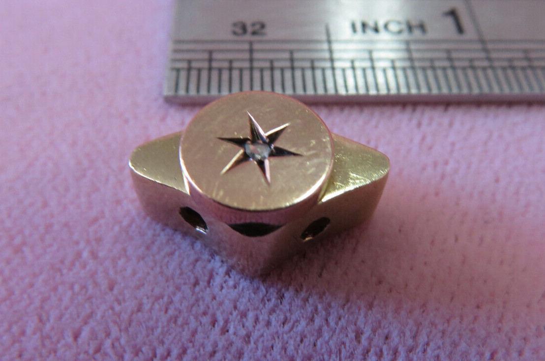 14K Solid Y. Gold Diamond Chip Slide Charm for Bracelet 2.15 Grams