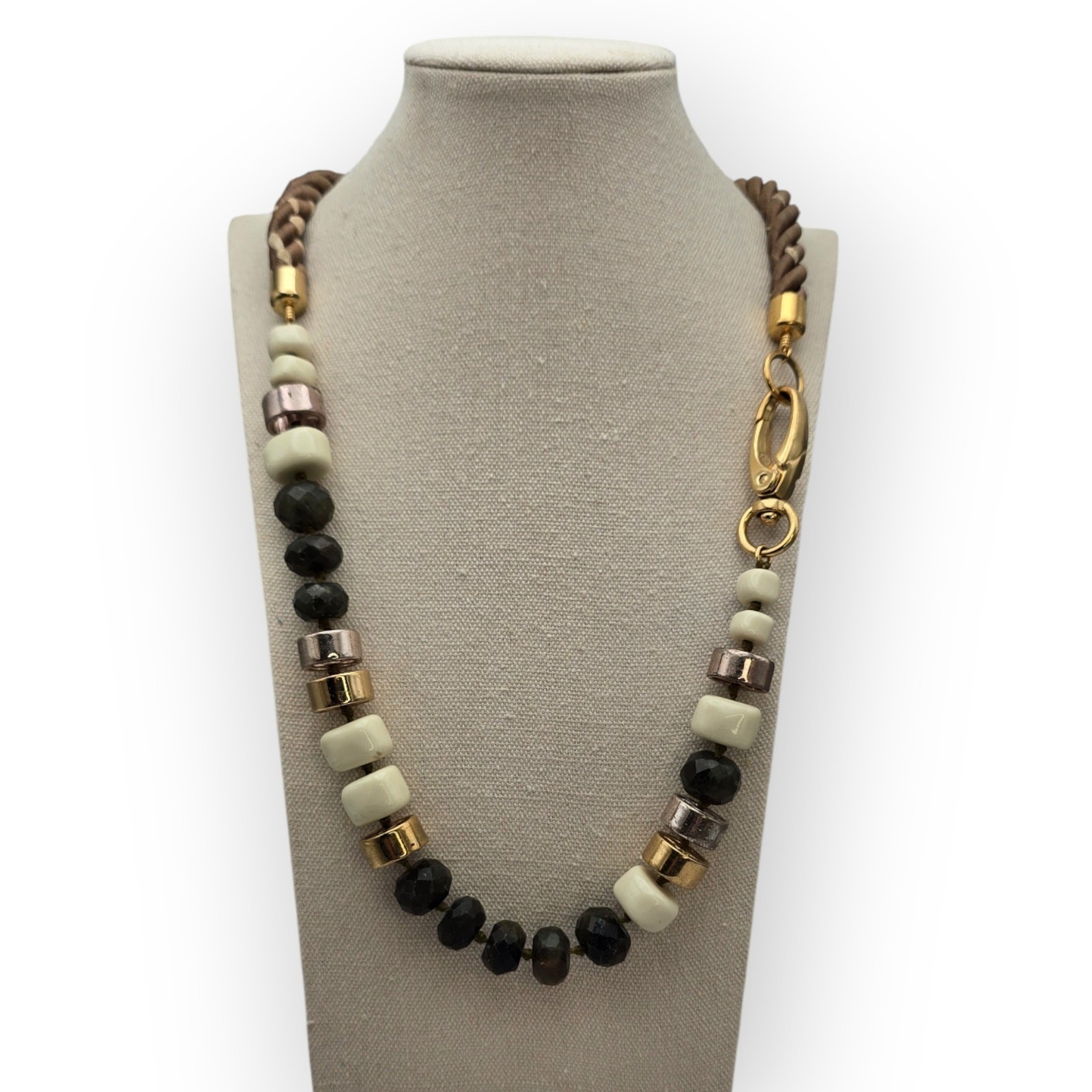 Black, Cream & Metallic Beaded Modern Chic