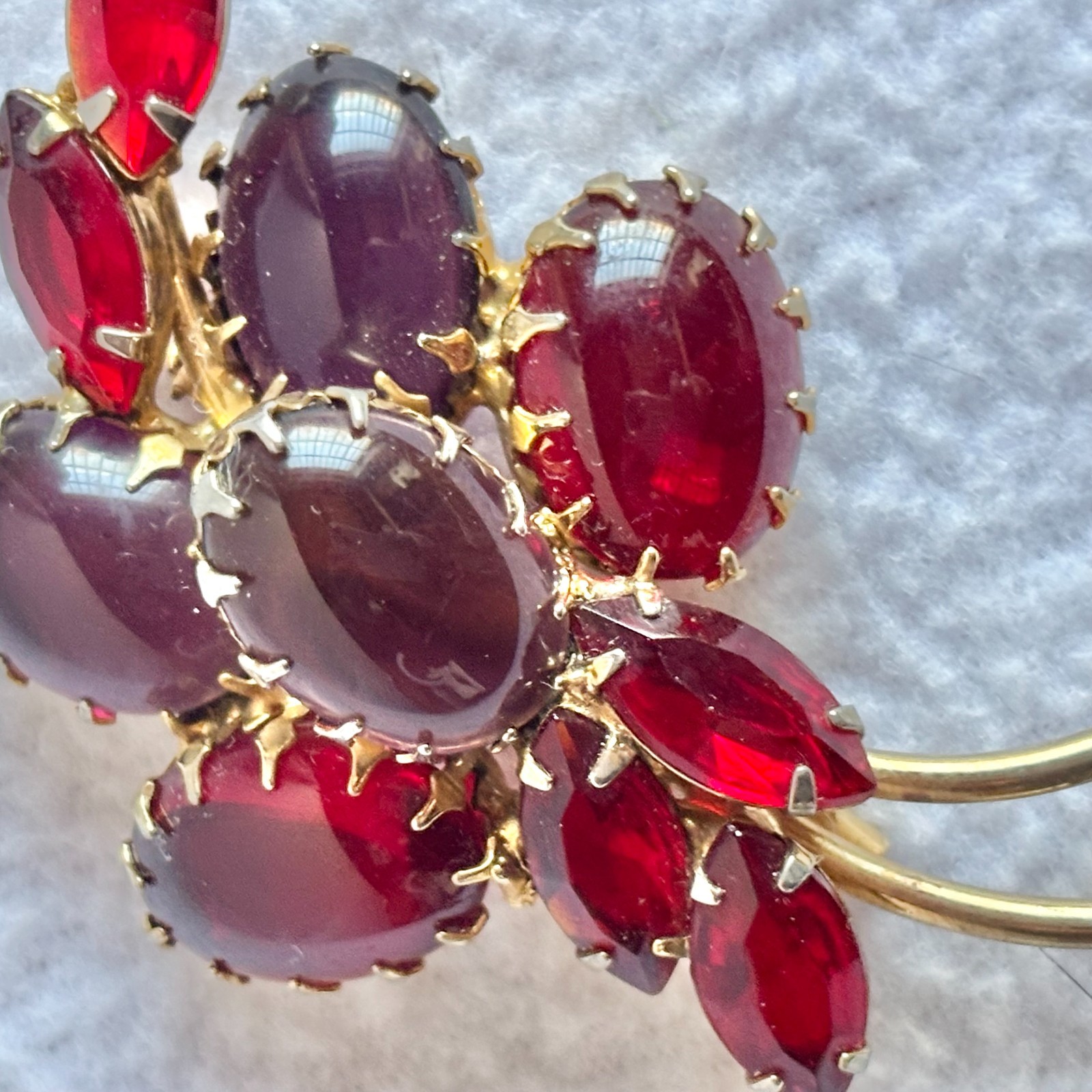 Vintage Weiss Brooch Purple Pink Red Cabuchon & Marquise Stones
