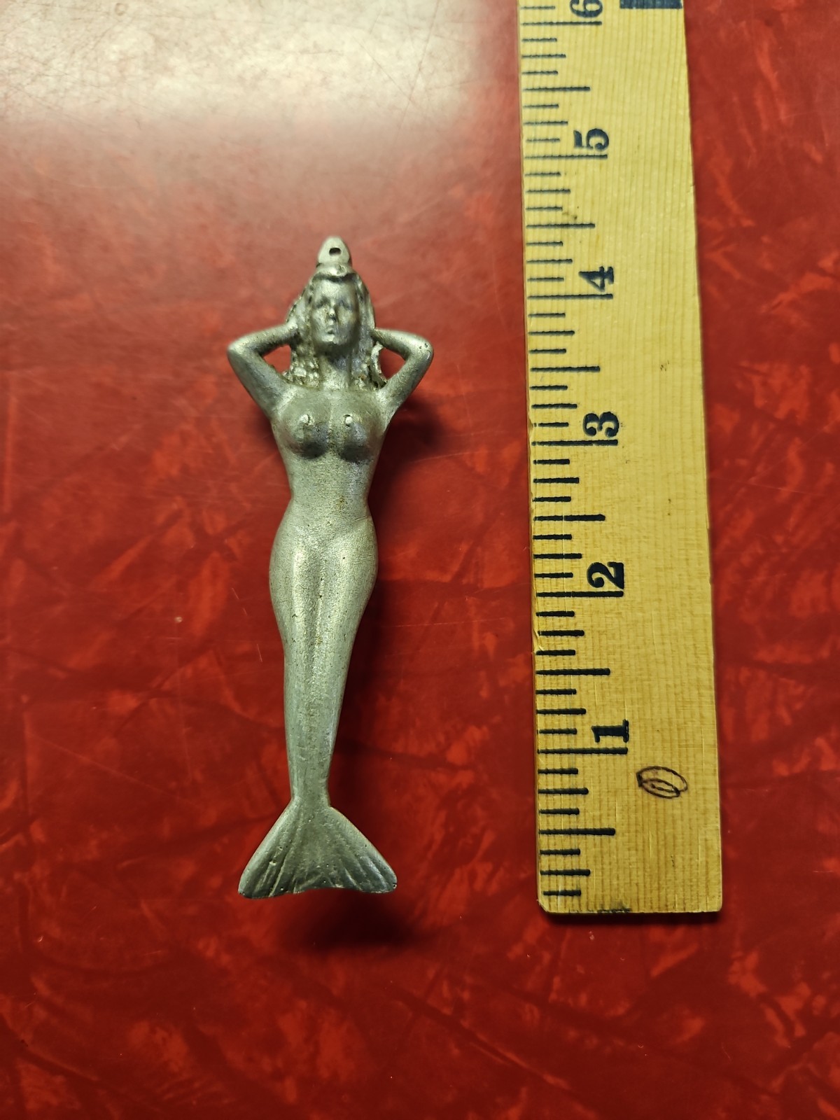 Vintage Cast Aluminum Mermaid Pendant Key Chain Charm