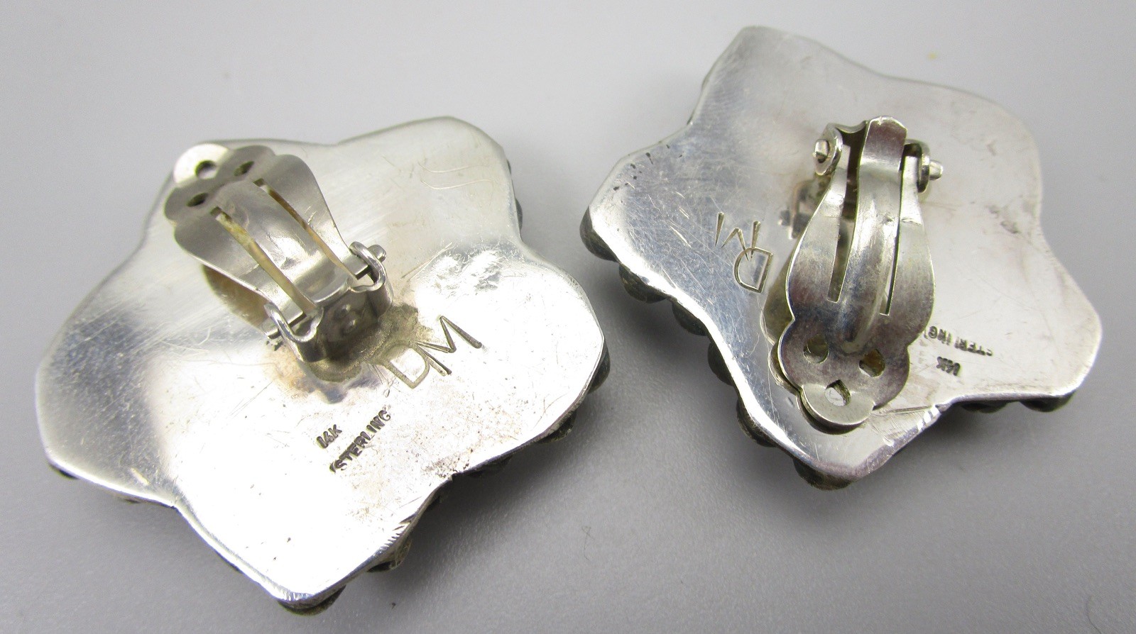 BEAUTIFUL LARGE DIAN MALOUF STERLING 14K STAR CLIP ON EARRINGS 41G 