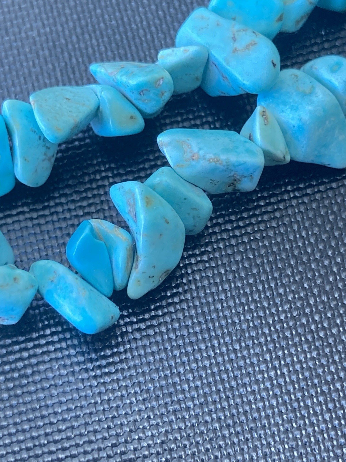 Blue Stone Statement Necklace 17″ Turquoise Sterling Chucky Southwestern ATI 925