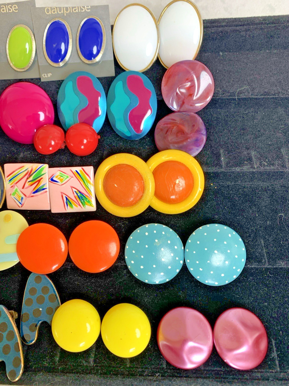 Vintage Mod Pop Art Clip-On Earrings Lot 60s 70s 80s Colorful 17pc Dauplaise