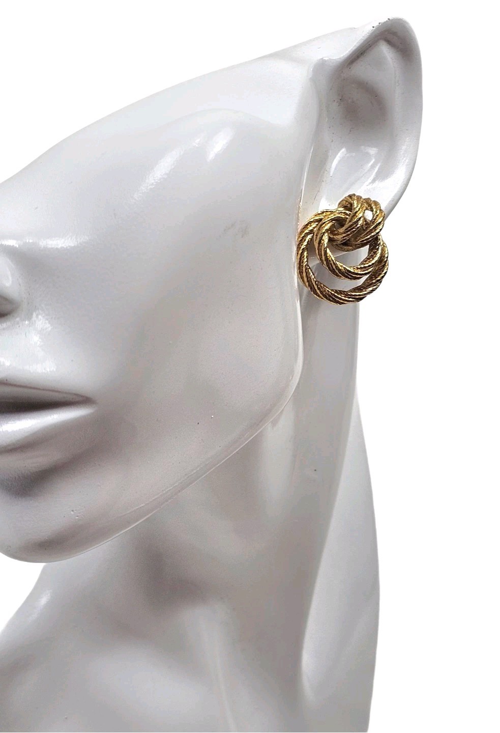Vintage Twisted Rope Knot Earrings For Pierced Ears | Appr. 1/2″ | Gold Tone