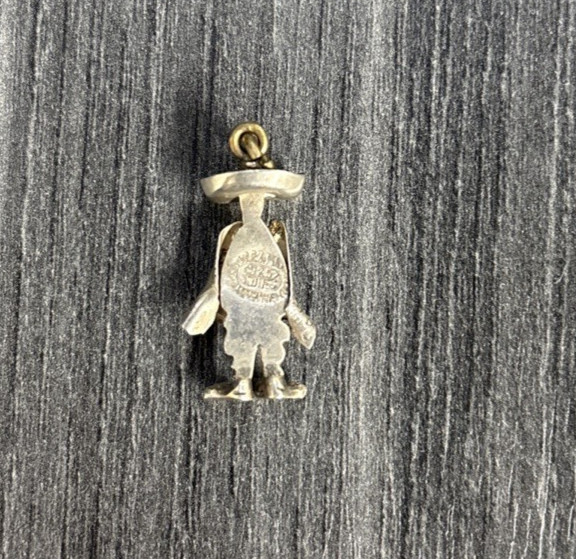Vintage Sterling Silver Man with Sombrero and Poncho Charm, 2.6g
