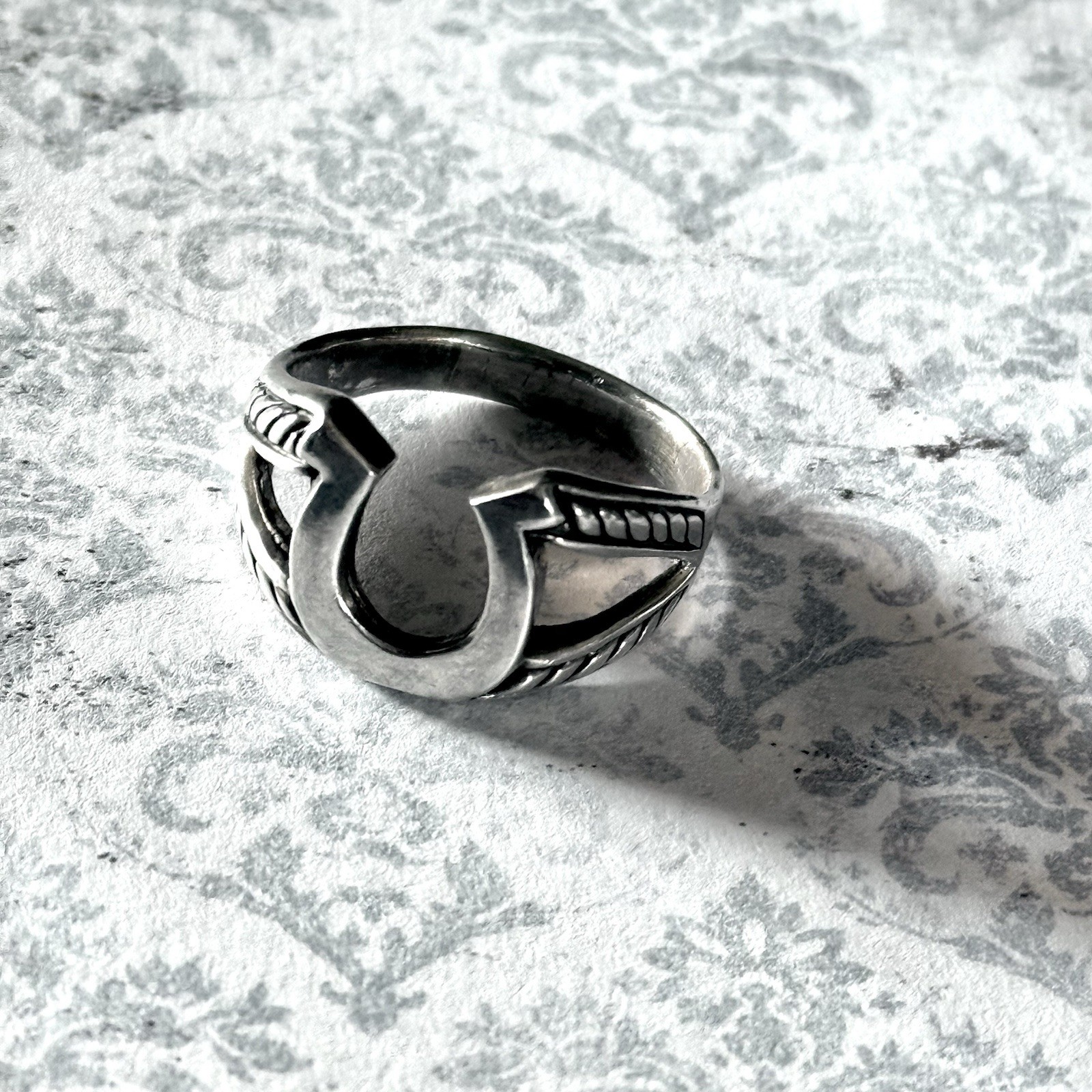 Horseshoe Ring Size 14 Sterling Silver Braided Western Rope Country Mens Gift
