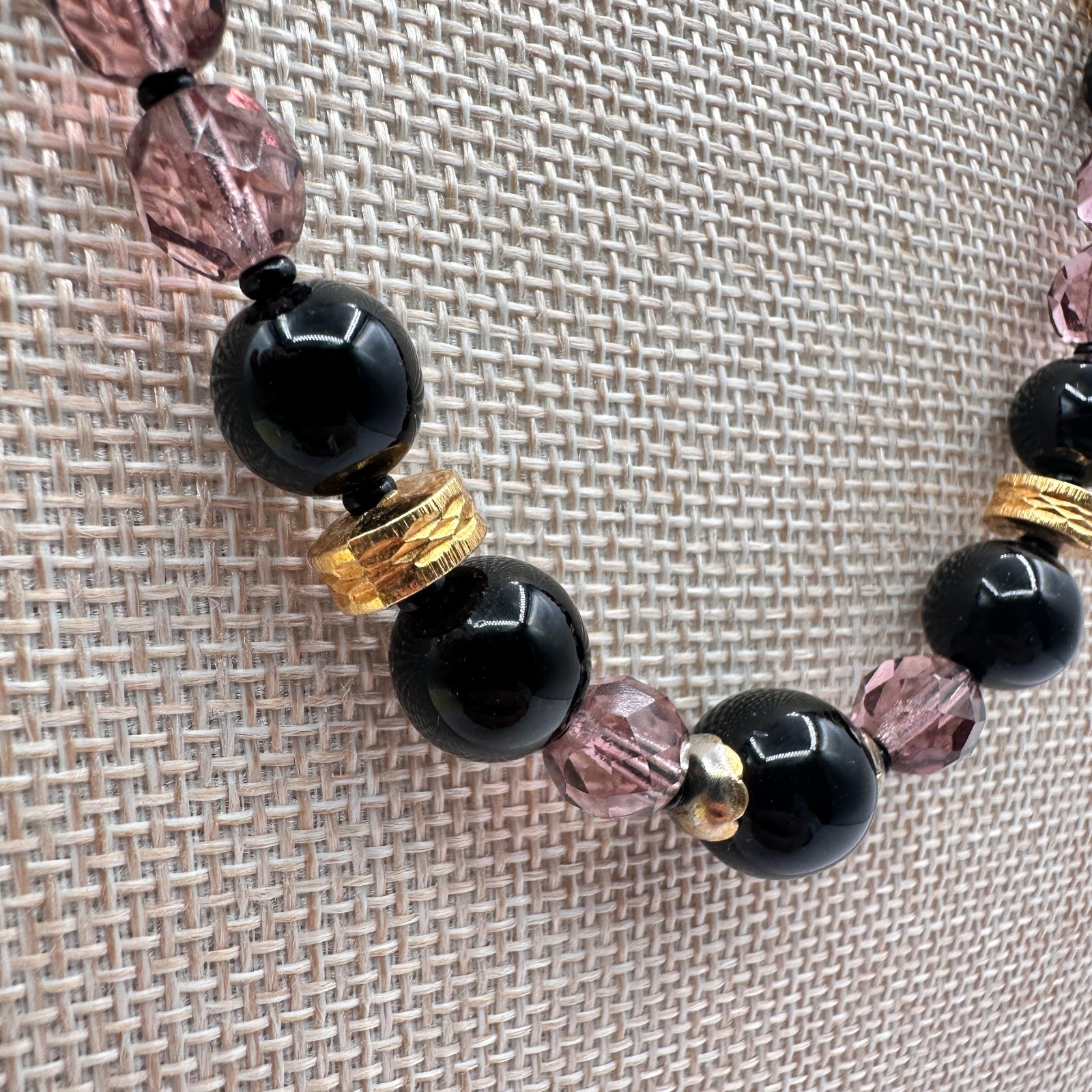 Vintage 90s Gold Tone Beaded Statement Necklace Boho Women’s Classic Jewelry