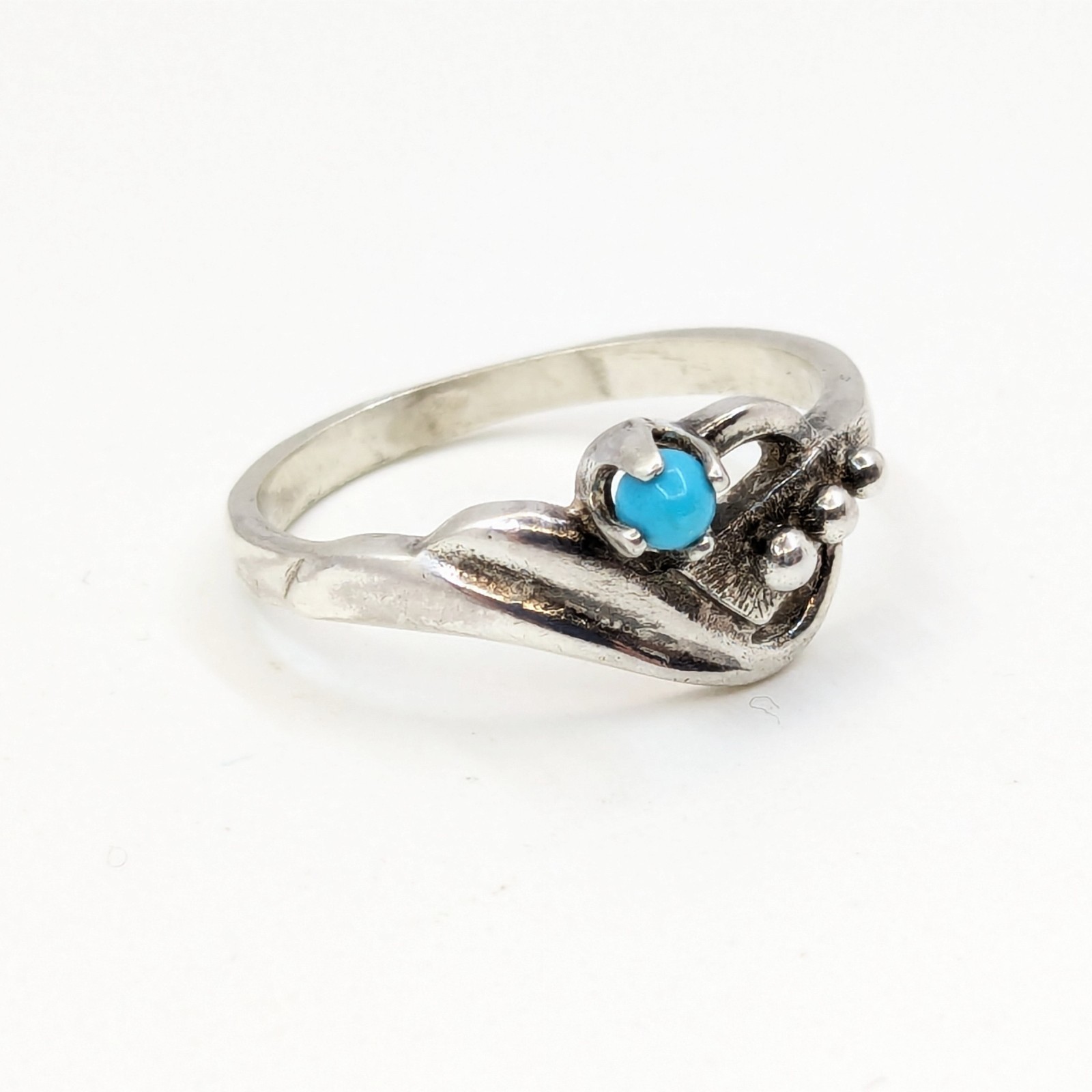 Vintage Soviet RING Silver⭐925 mark USSR with Turquoise-size: 8.5US (18.5mm) #19