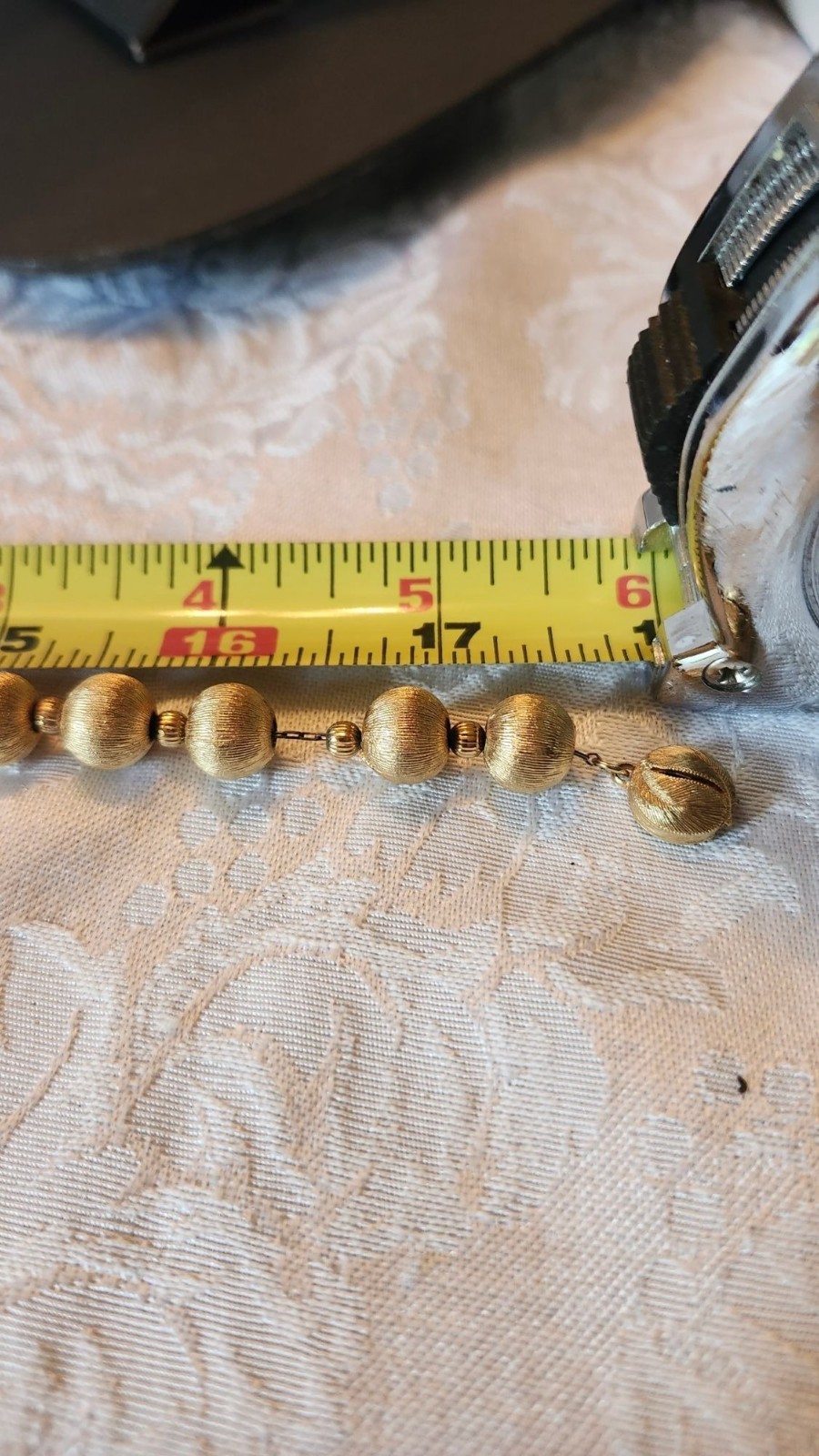 Vintage Gold Glass Bead Necklace Textured Finish Business Casual or Evening