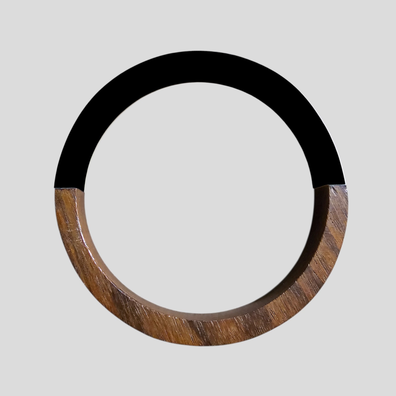 2 Mid Century Bangles Cuff Wood and Lucite White Black 1960s Bracelet Modernist