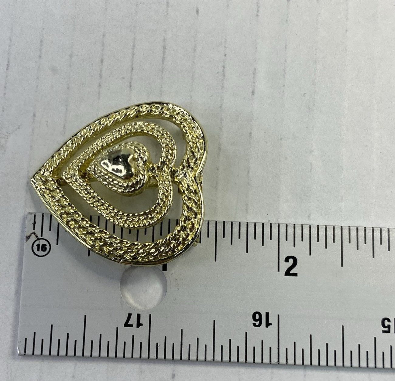 Lot Of 3 Brooch Pins Heart Silver Gold “White Stag” Triple Heart Woven Rope