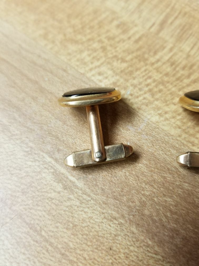 Wells Cuff Links & Tie Clip with Black Stone 1/20 12KGF