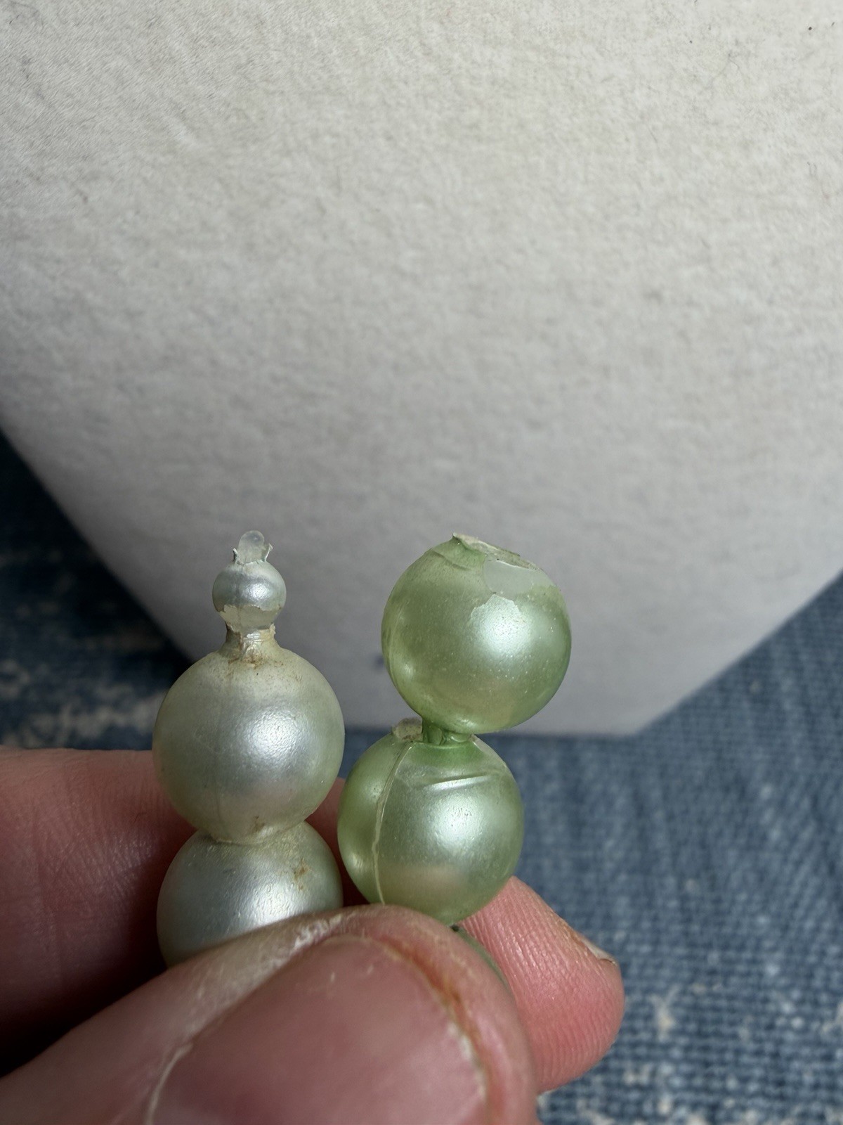 VTG Pop Bead Necklace Multi Shade Pearl Metallic Green Adjustable Retro
