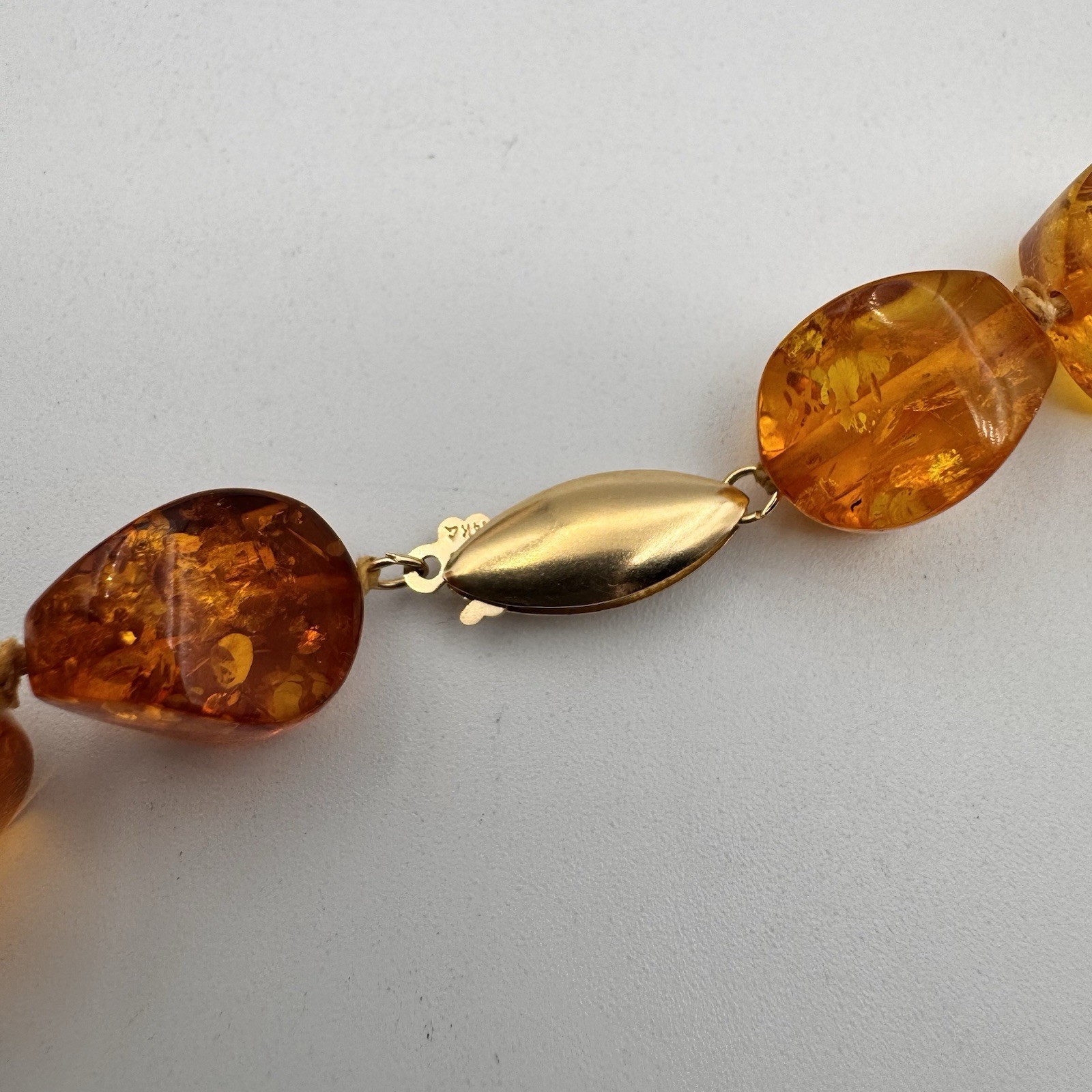 Authentic Honey Baltic Amber Necklace with 14k Solid Gold Clasp~25″