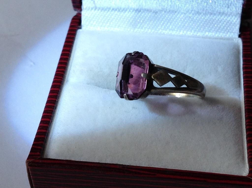 Vintage USSR 875 Silver Ring with Stone, Unique Russian Design – Women Jewelry