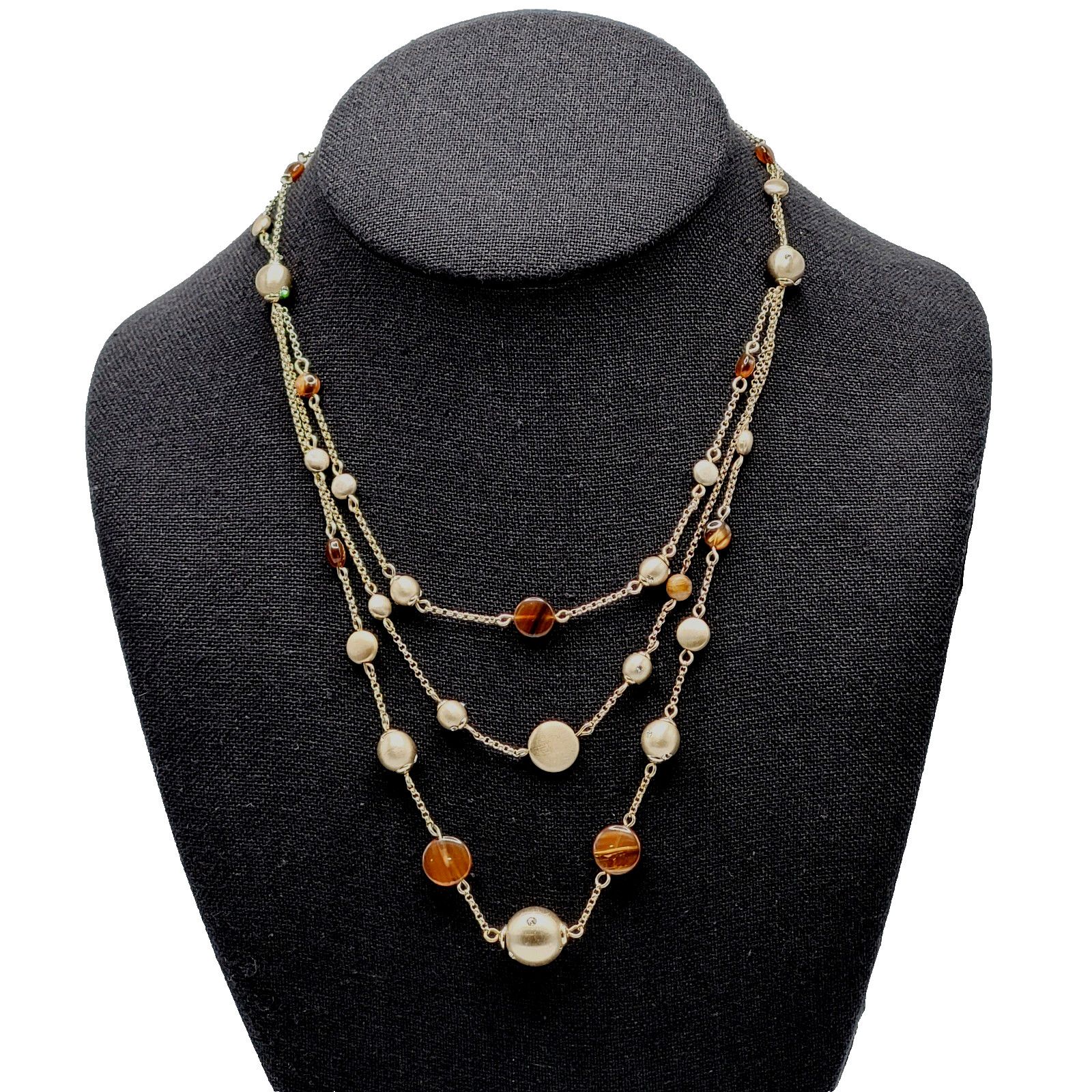 Monet Multi Strand Layer Floating Necklace Festoon Vintage Necklace 16 Inch