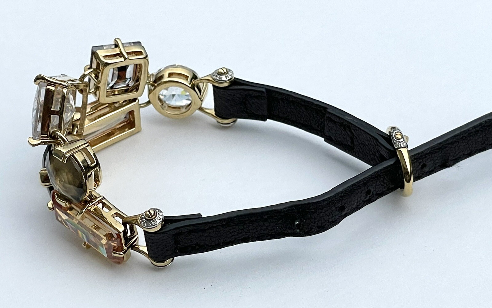 Vintage Bracelet Henri Bendel Gorgeous Stones w Leather Strap