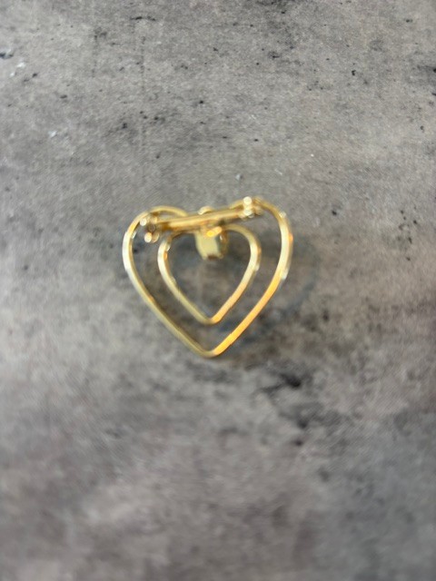 Vintage Lot of 3 Gold Tone Open Heart Brooch Pin Romantic-Tulip, Heart and Arrow