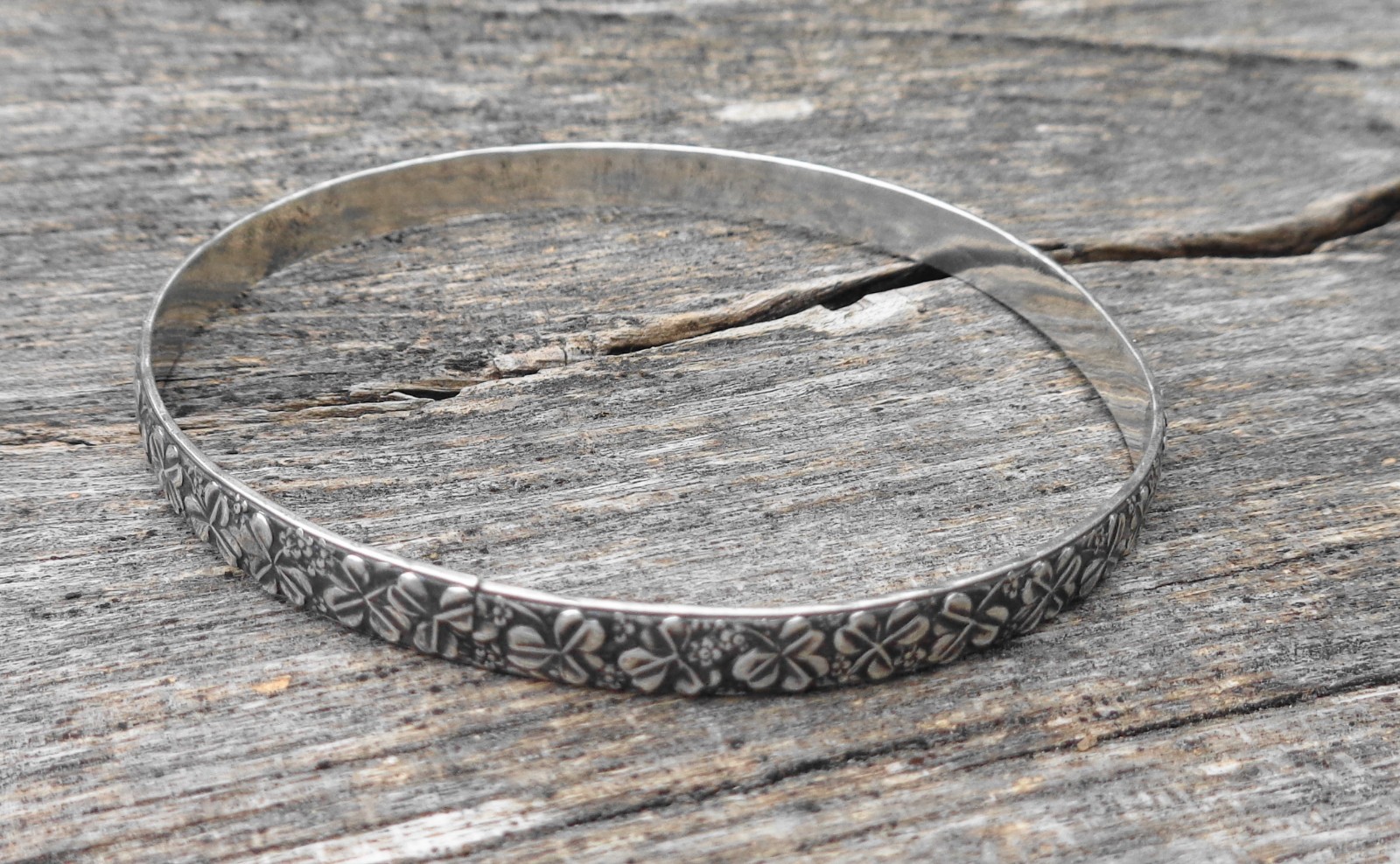 Vintage Modernist Denmark Neils Erik From 925 S Floral Bangle Bracelet