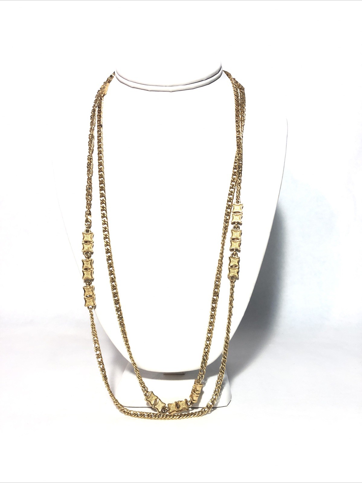 Vintage Monet Gold Tone Multi-Strand Long Wrap Necklace. 54” Long