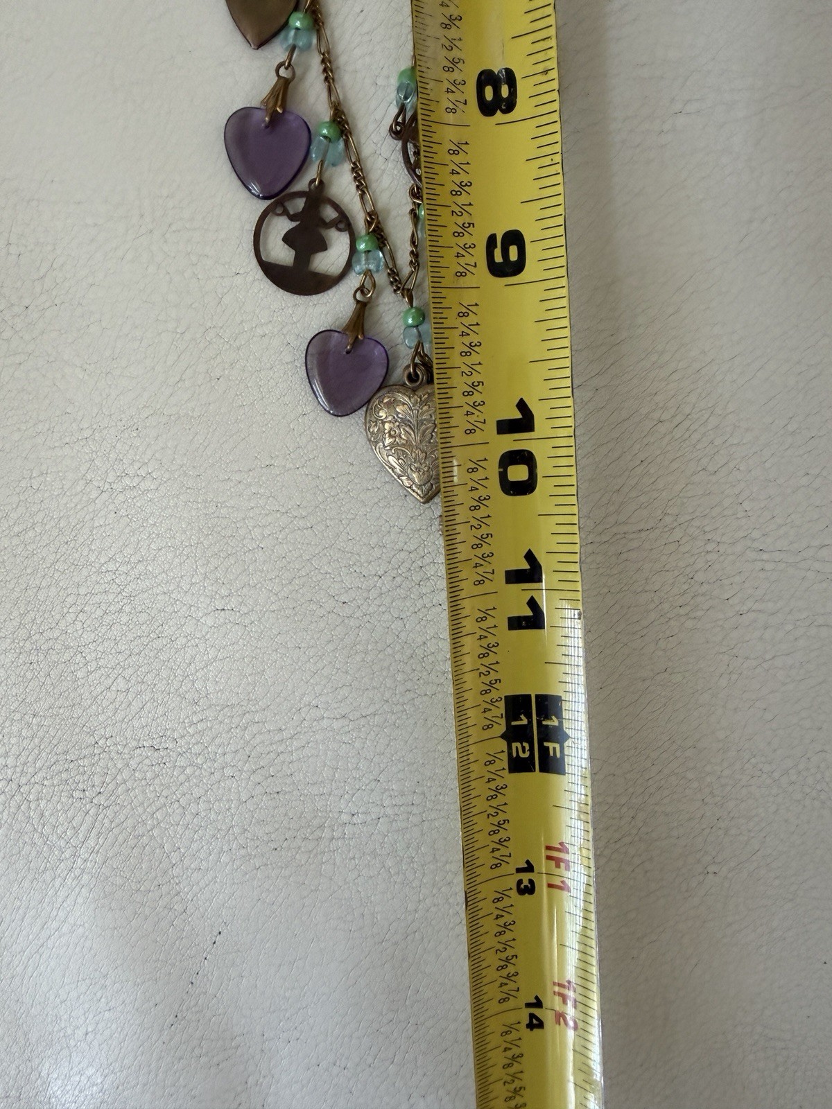 Vintage Signed Glassworks Studio Multi Charm Love Luck Fun Heart 18″ Necklace