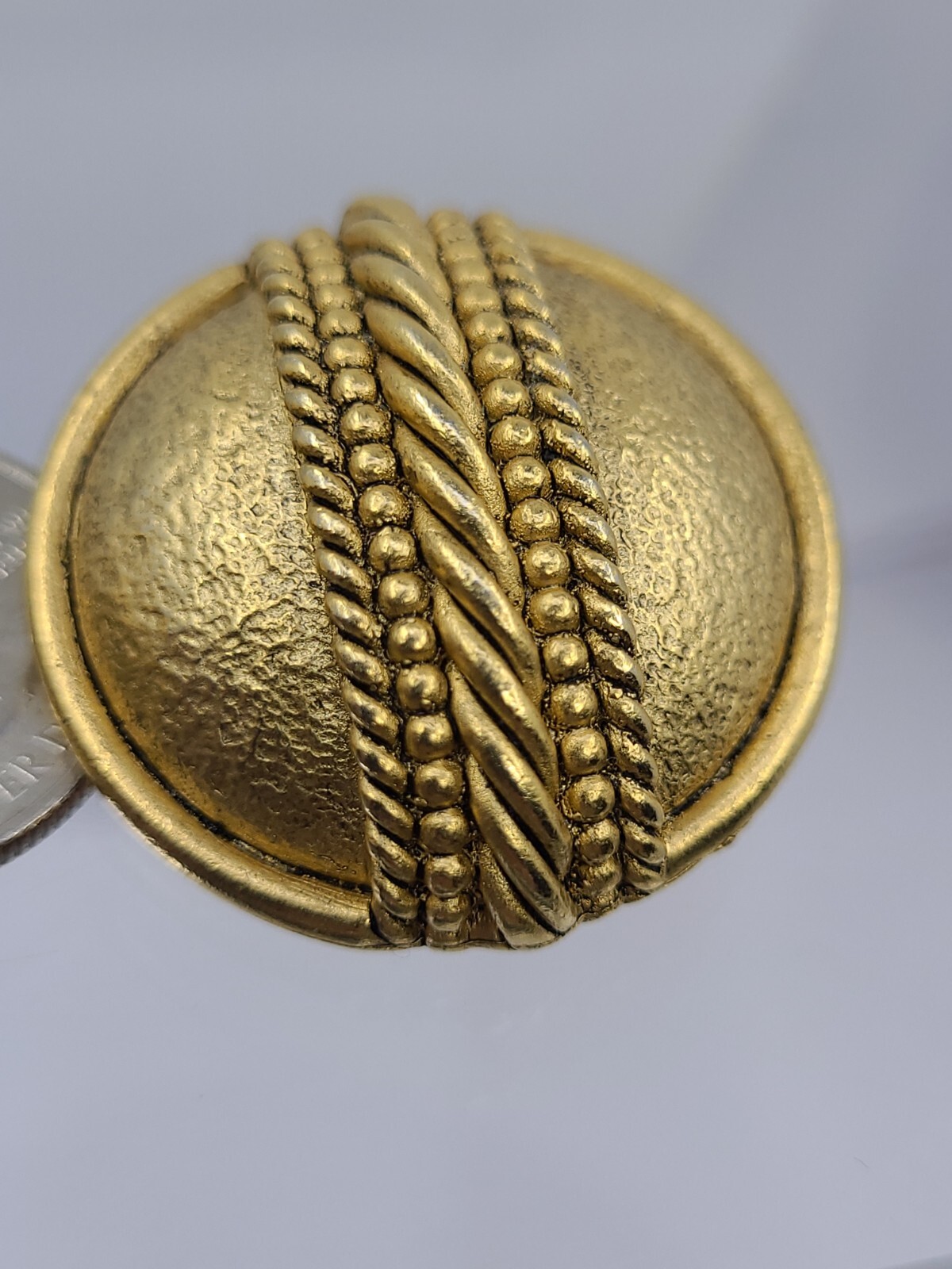Vintage 80’s Heavy Large Dome Twist Gold-Tone Orena Paris Clip-on Earrings