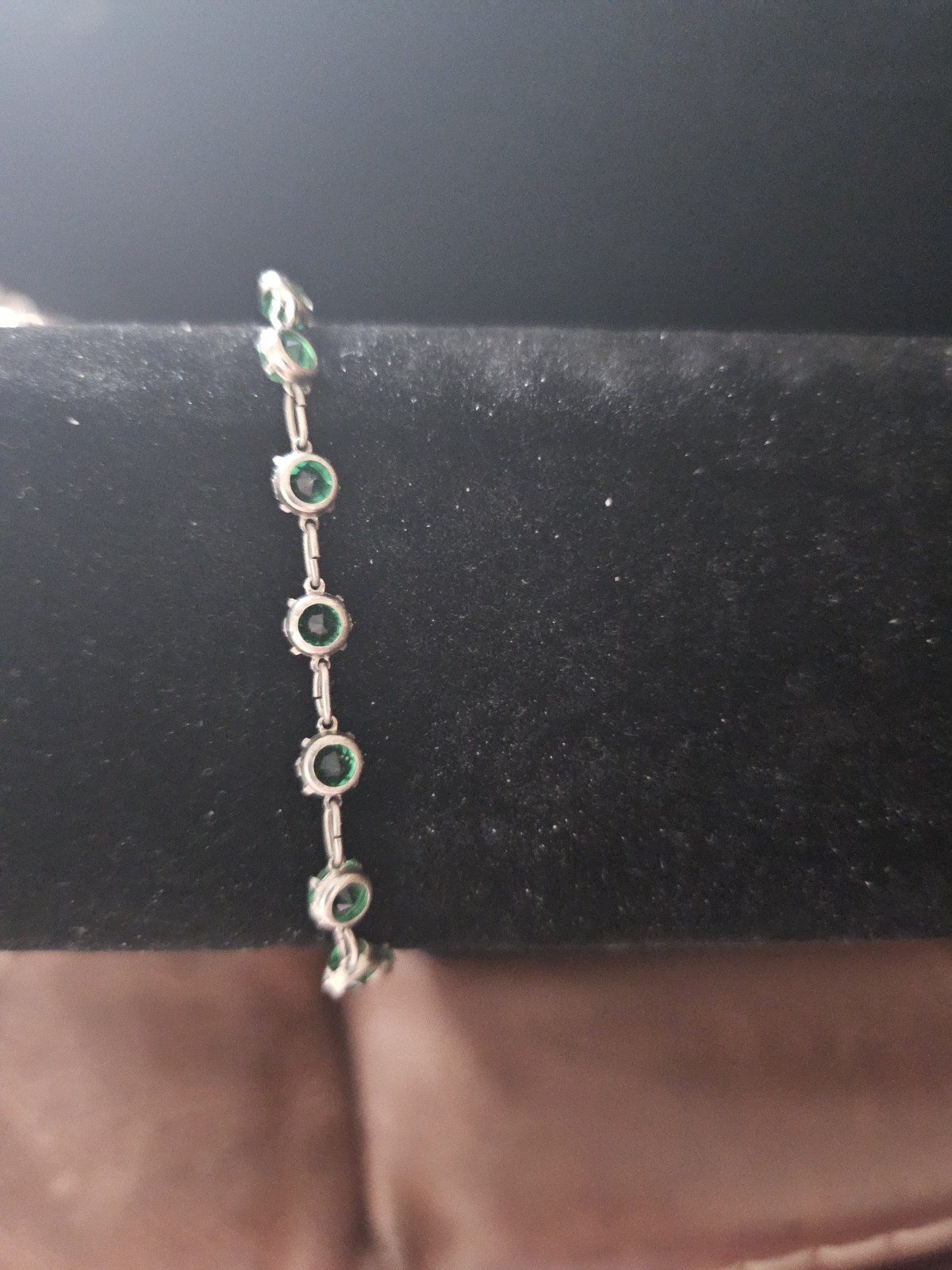 Vintage Green Peridot Silver Tone Bracelet Small 6 Inches