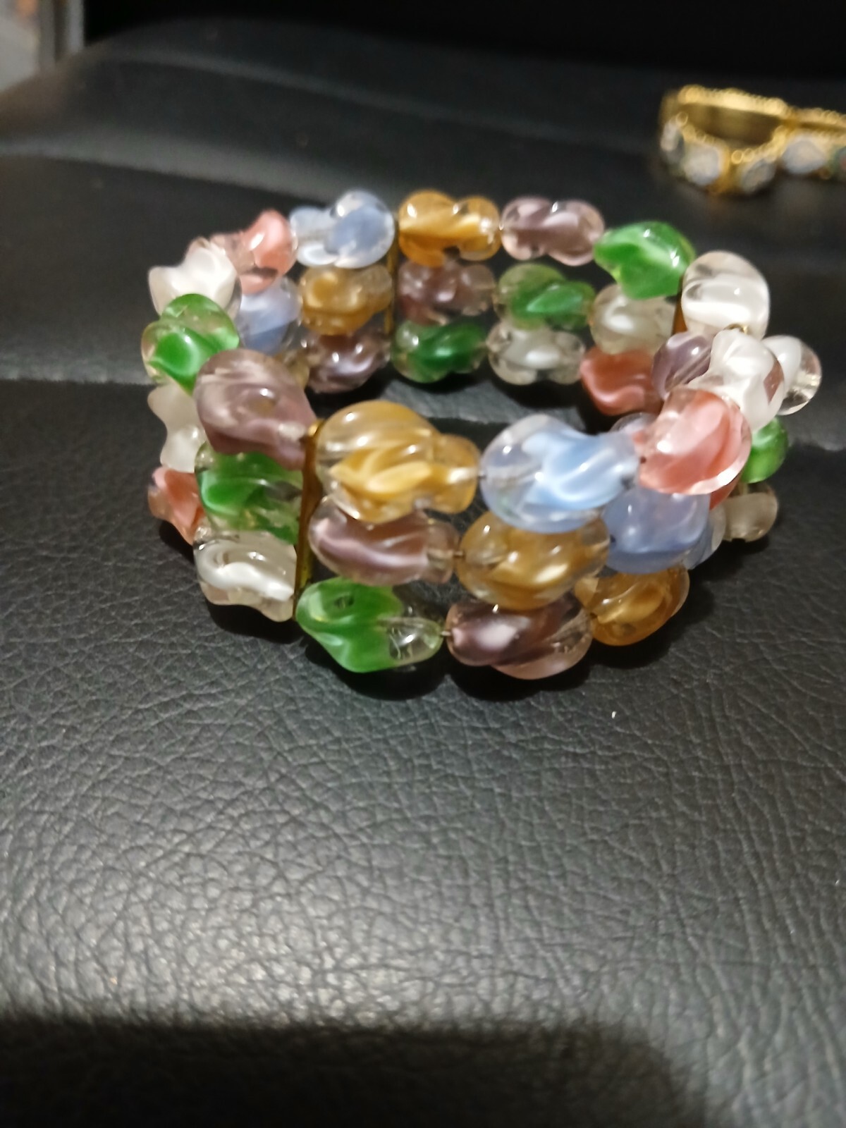 Vintage/Wrap Bracelet/Girve Glass/Beads/Pastel Multi Color 3 Row