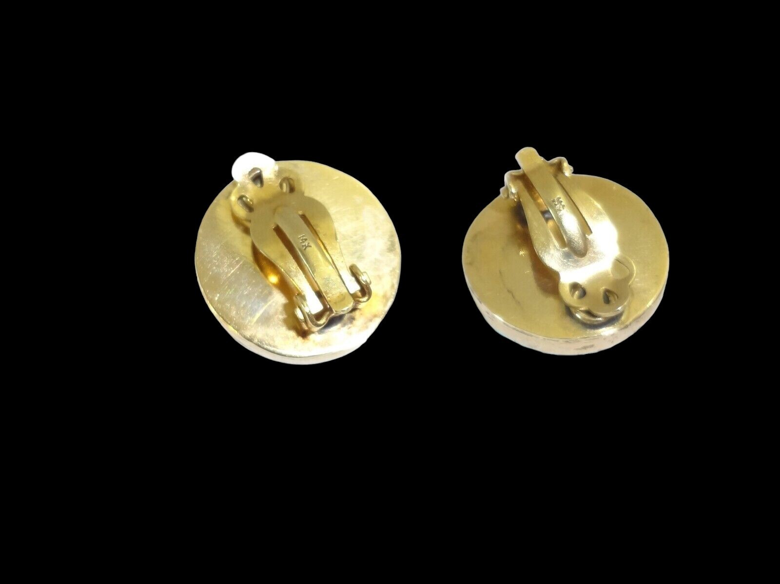 Antique 14K Gold Persian Turquoise Cluster Round Clip Earrings 18.2 Grams!