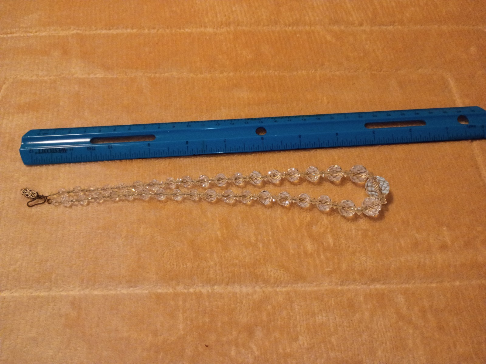 Vintage Rock Crystal Bead Sterling Necklace 18″Long Beautiful
