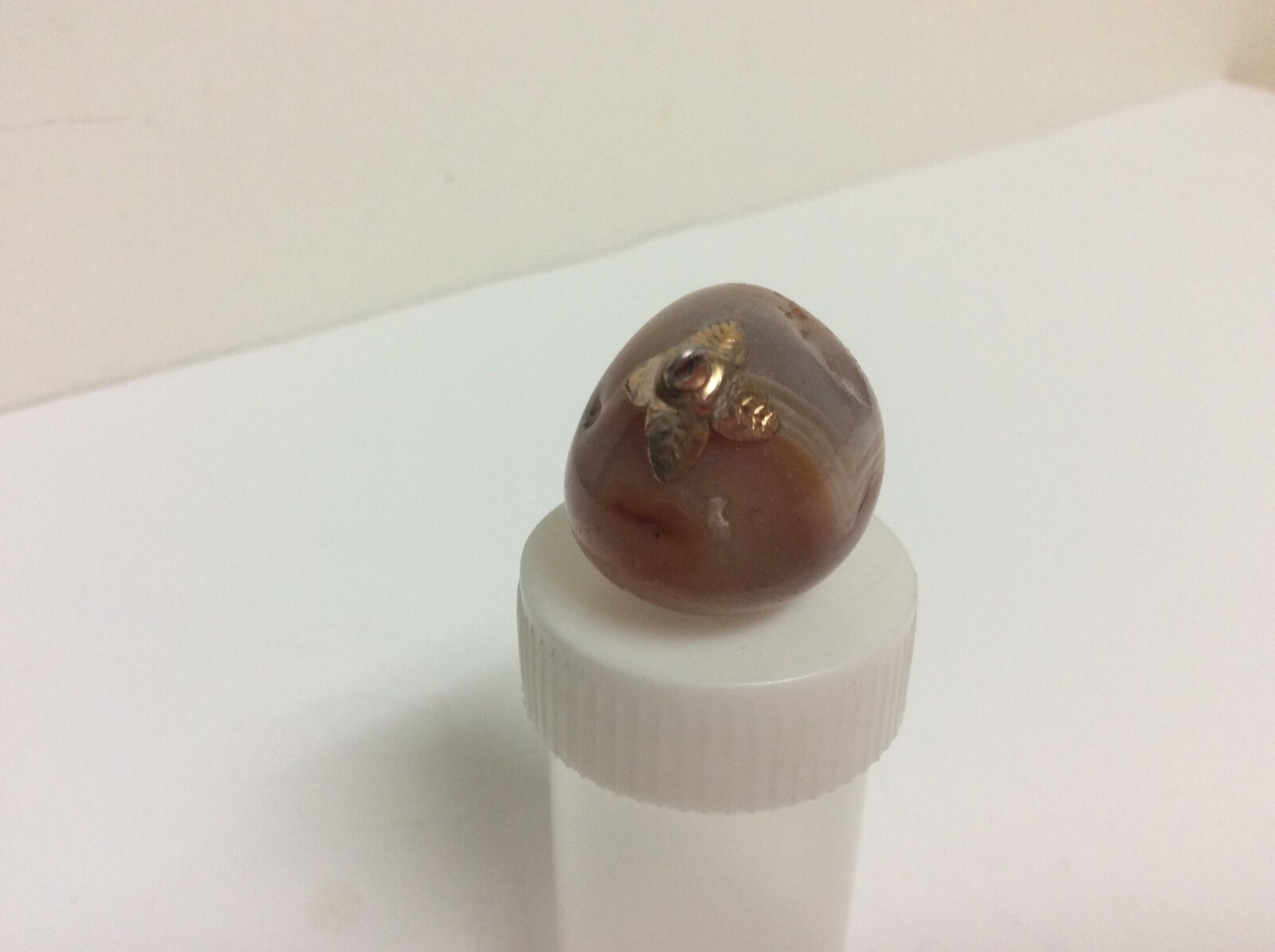 Vintage Polished Stone Swirl Agate Pendant Pear Shape