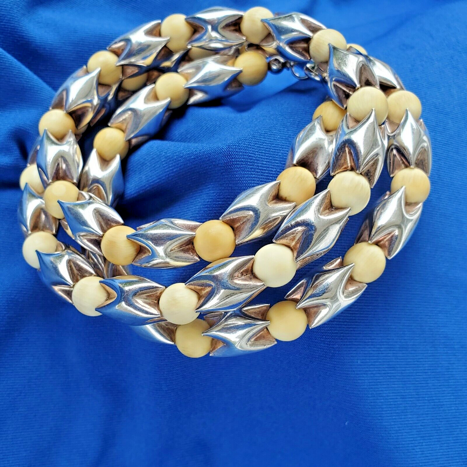 Original STERLING SILVER 925 Deco Necklace 64 Gr Vintage Designer Chain 24″ inch