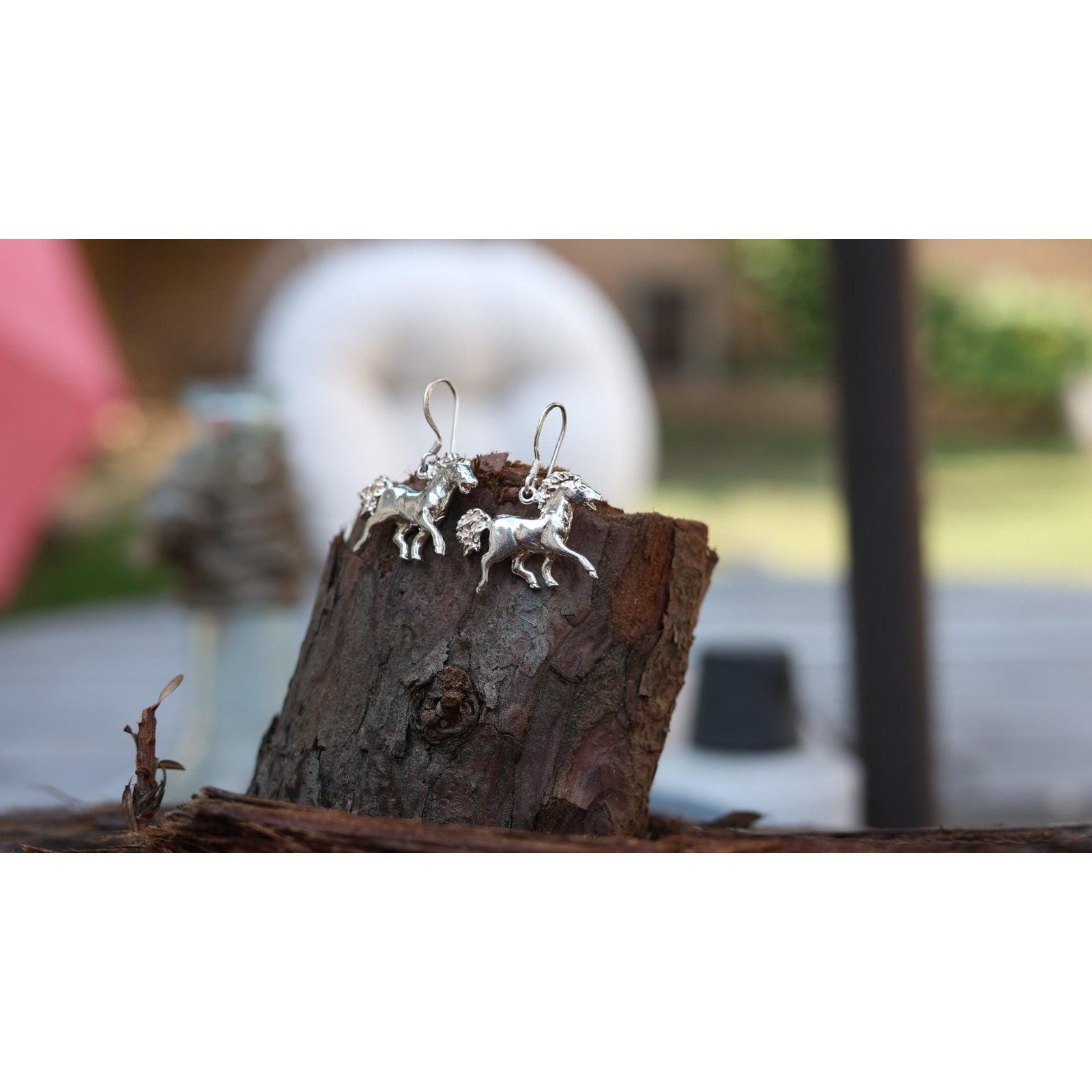 Vintage Sterling Silver Sculptural Horse Earrings | Running Horse | 925 Hook