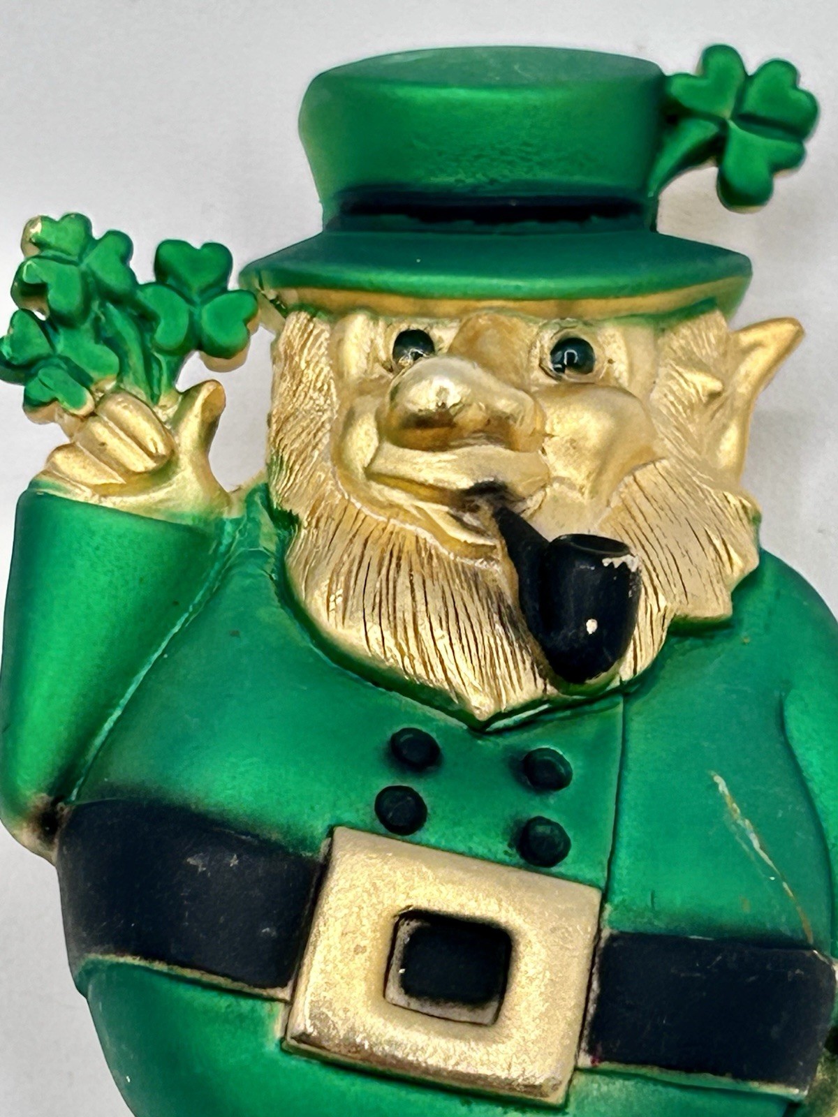 AJC Leprechaun Brooch Large Attached Not Working Sound Piece 3″