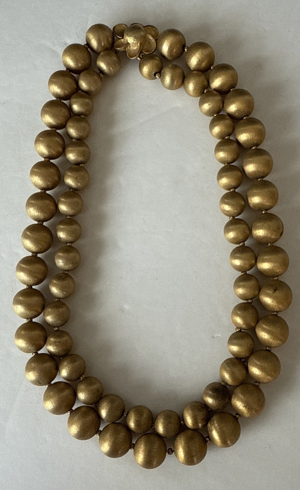 VENDOME Double Strand Gold Tone Beaded Necklace Satin Finish Signed