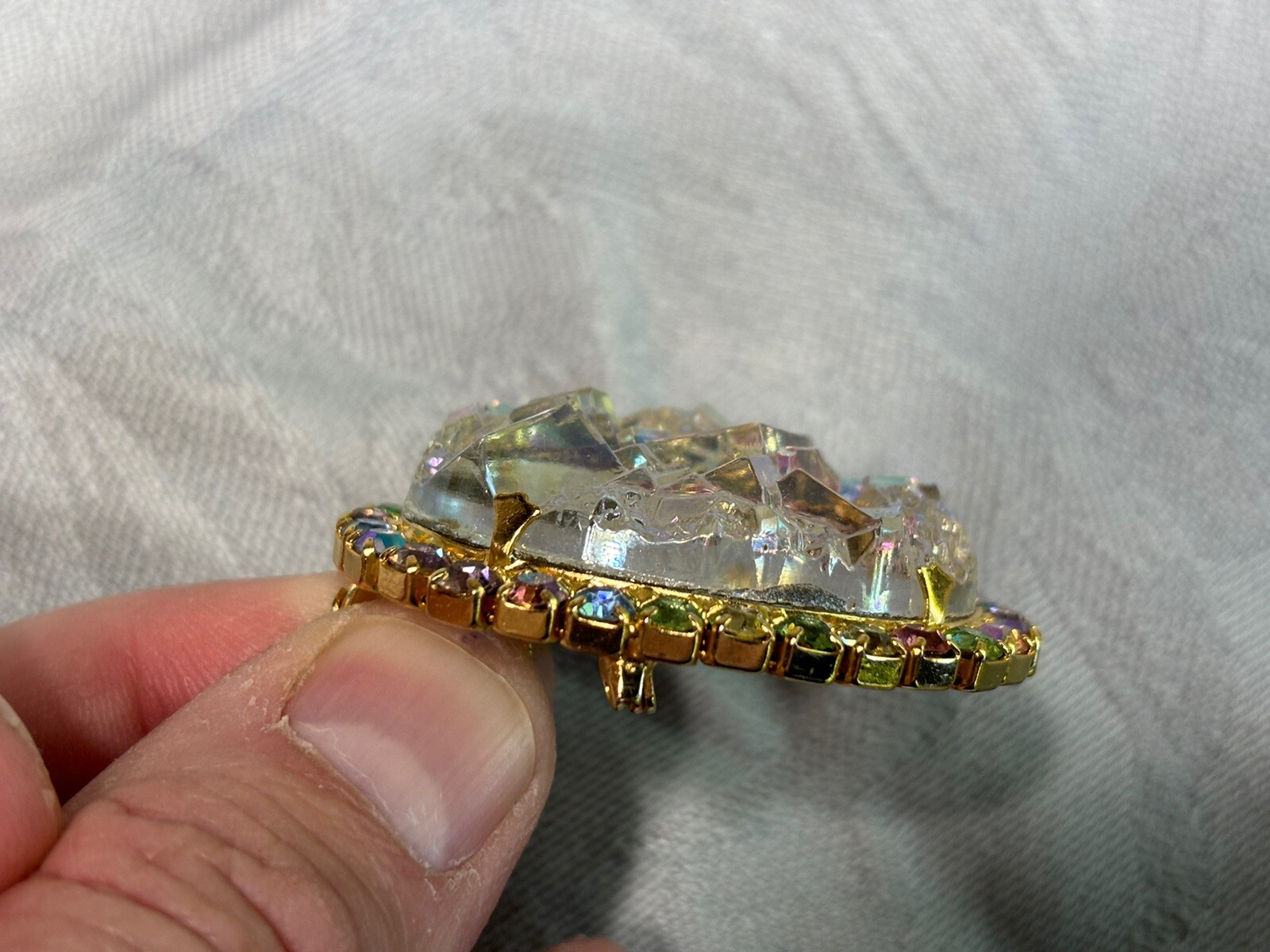 Vintage 1960’s JULIANA D&E Geode AB Rhinestone Brooch Pendant Matching Earrings