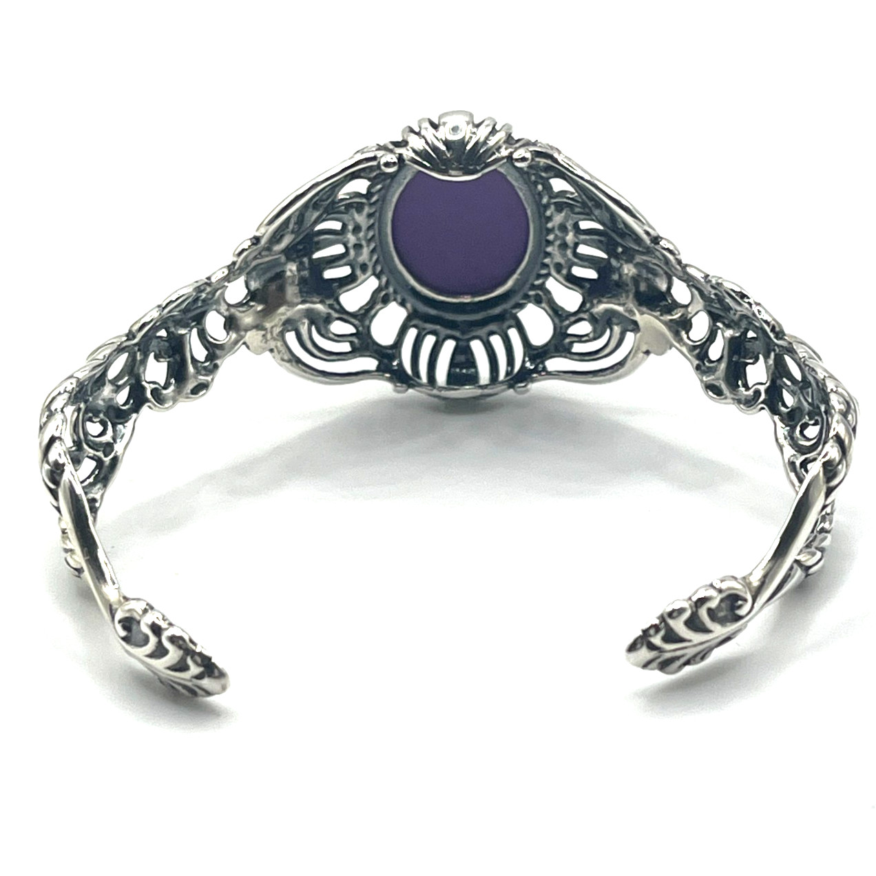 VTG Carolyn Pollack Cuff Bracelet Purple Charoite Cabochon Scroll Sterling 925