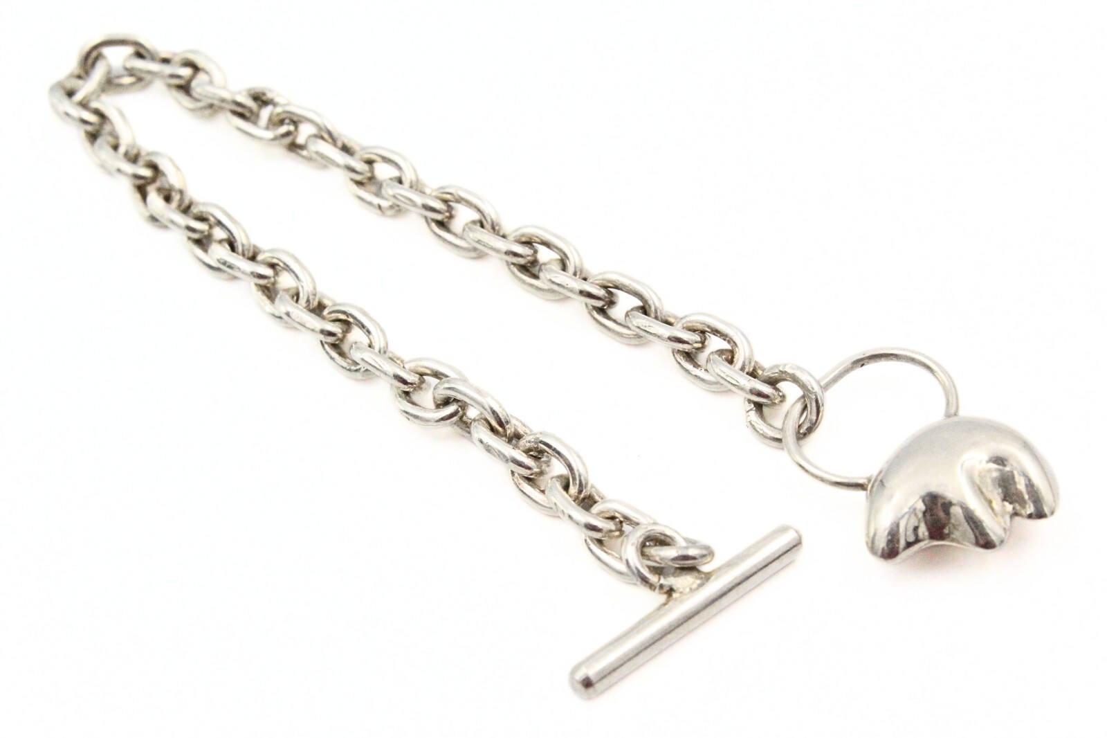 Stupendous Sterling Silver Bear Figural Toggle Closure Chain Link Bracelet