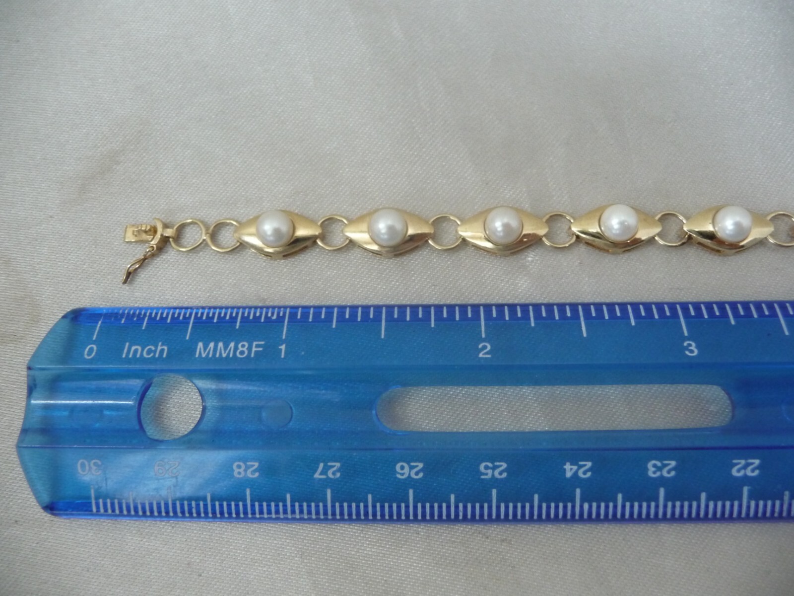 BEAUTIFUL MIKIMOTO LIKE QUALITY 14K 585 CULTURED AKOYA PEARL LINK BRACELET!