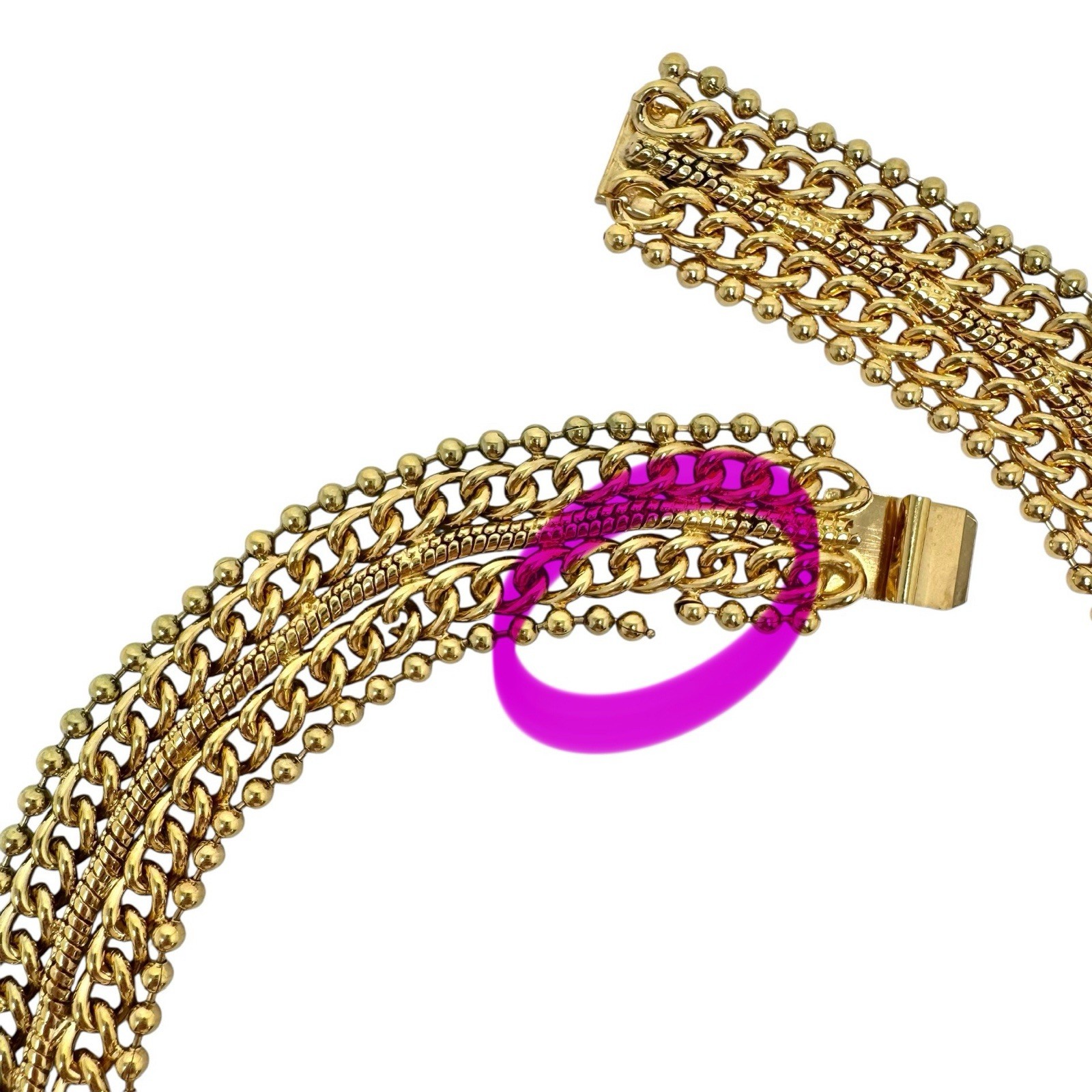 Vintage Gold Tone Cleopatra Necklace Multi Chain Styles Statement 18”