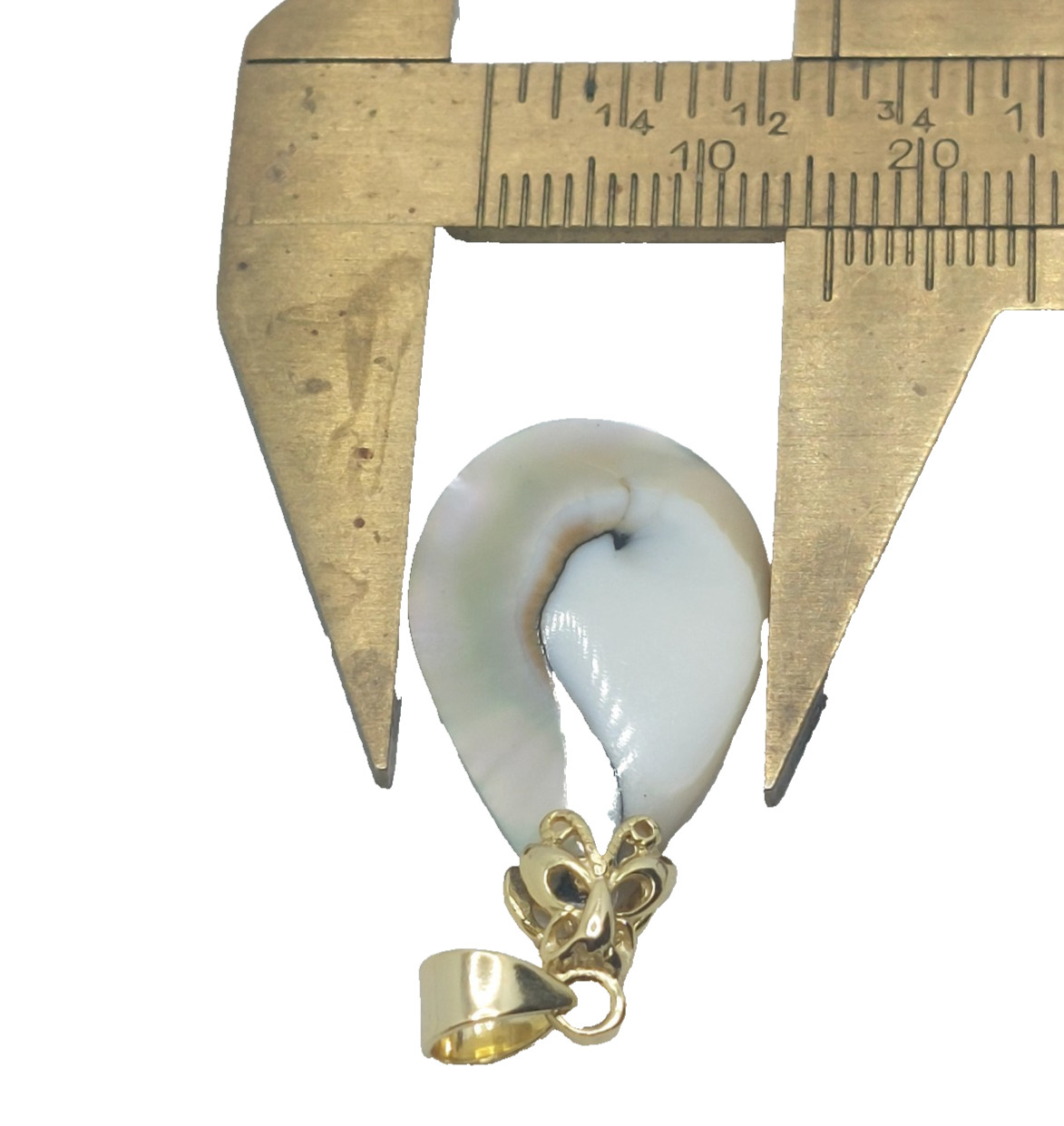 Vtg. Tear-dropped Shaped MOP Blister Pearl Pendant .925 Vermeil Butterfly Bail