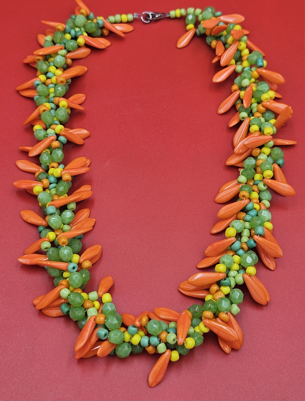 Vintage Colorful Glass Beaded Tutti Frutti Necklace Corn Carrots Peas