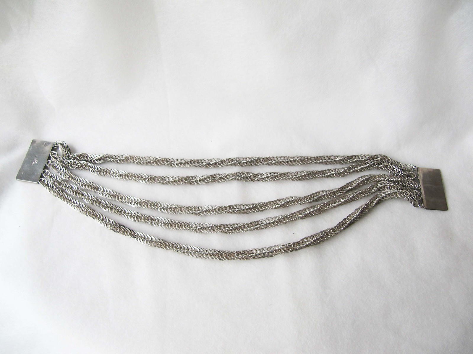 Guatemala .900 Silver Five-Strand Choker Necklace Vintage 5.21 Toz
