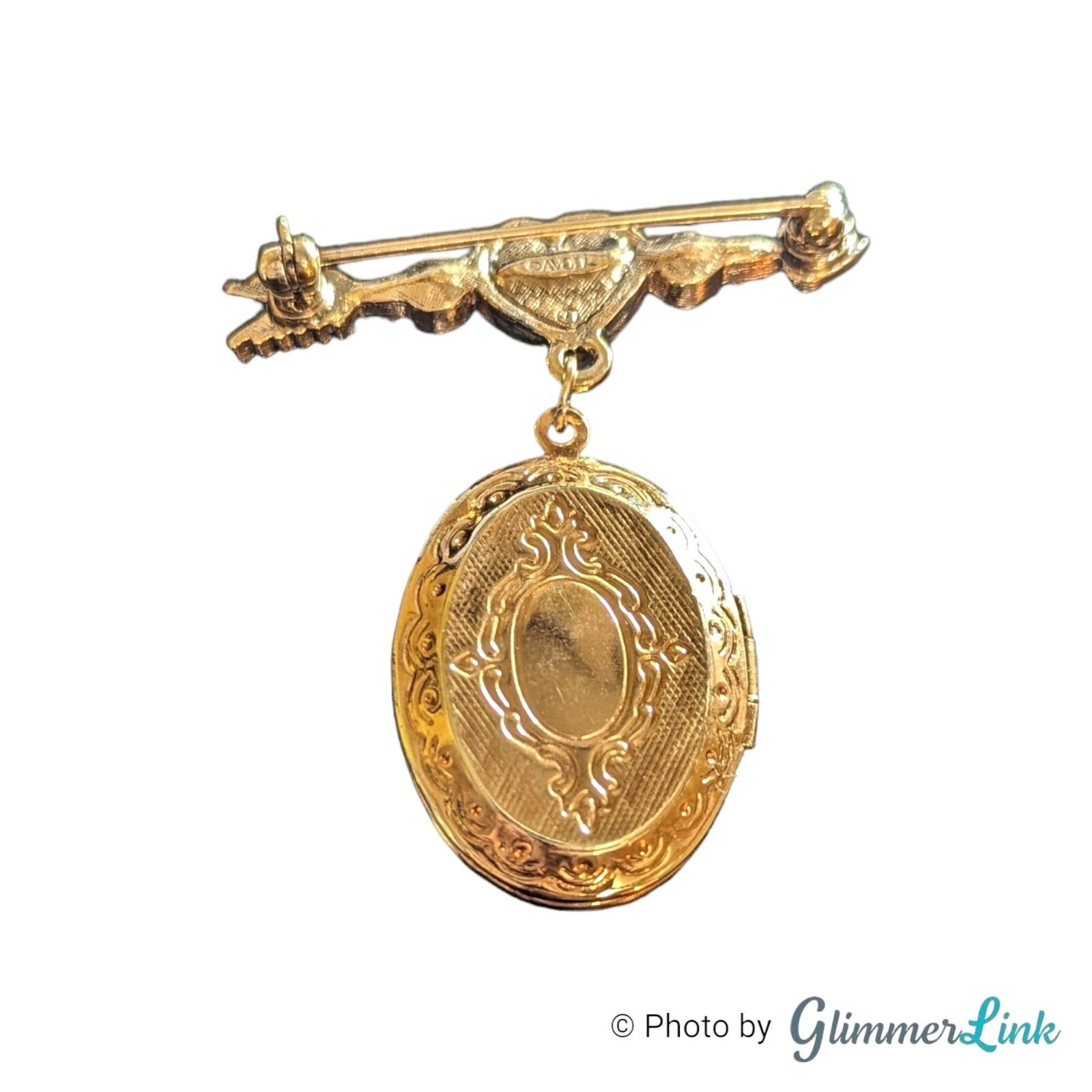 Avon 90s Cherished Moments Cupid Arrow Heart Locket Dangle Brooch Pin